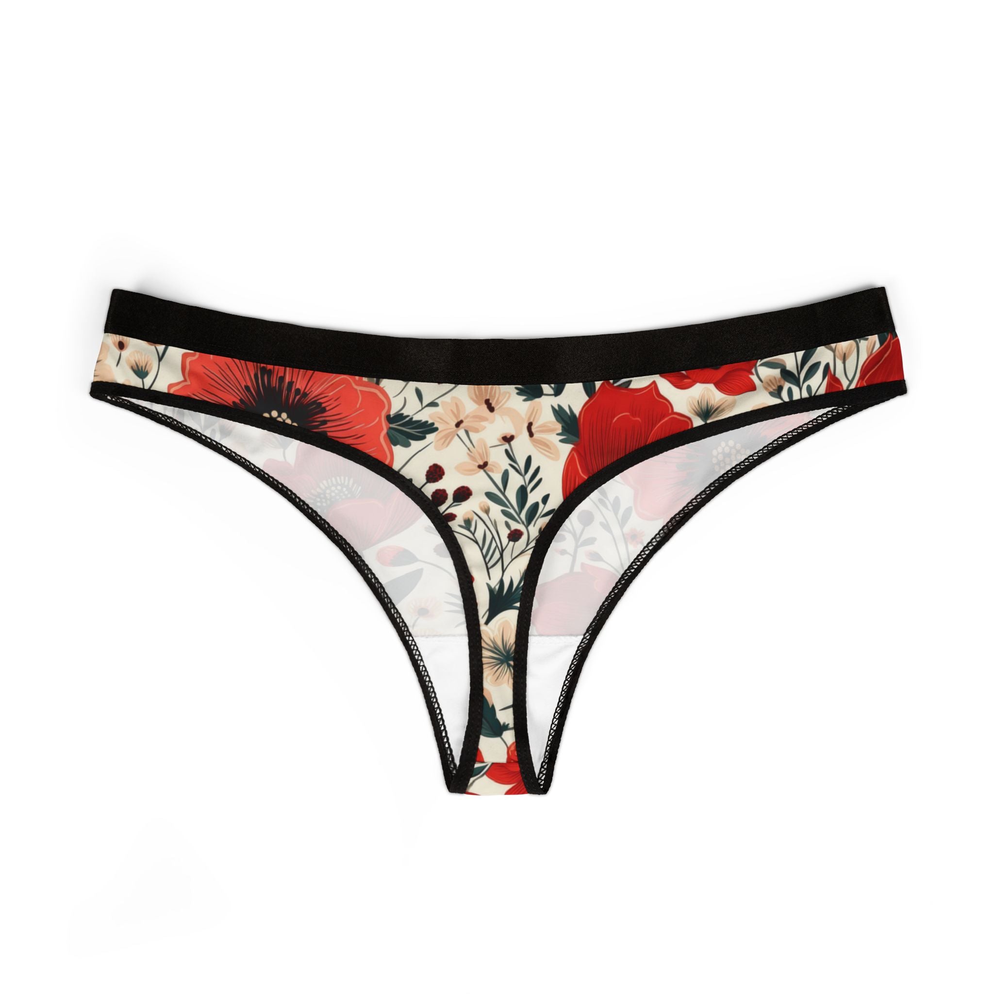 Women's thongs cute red flowers