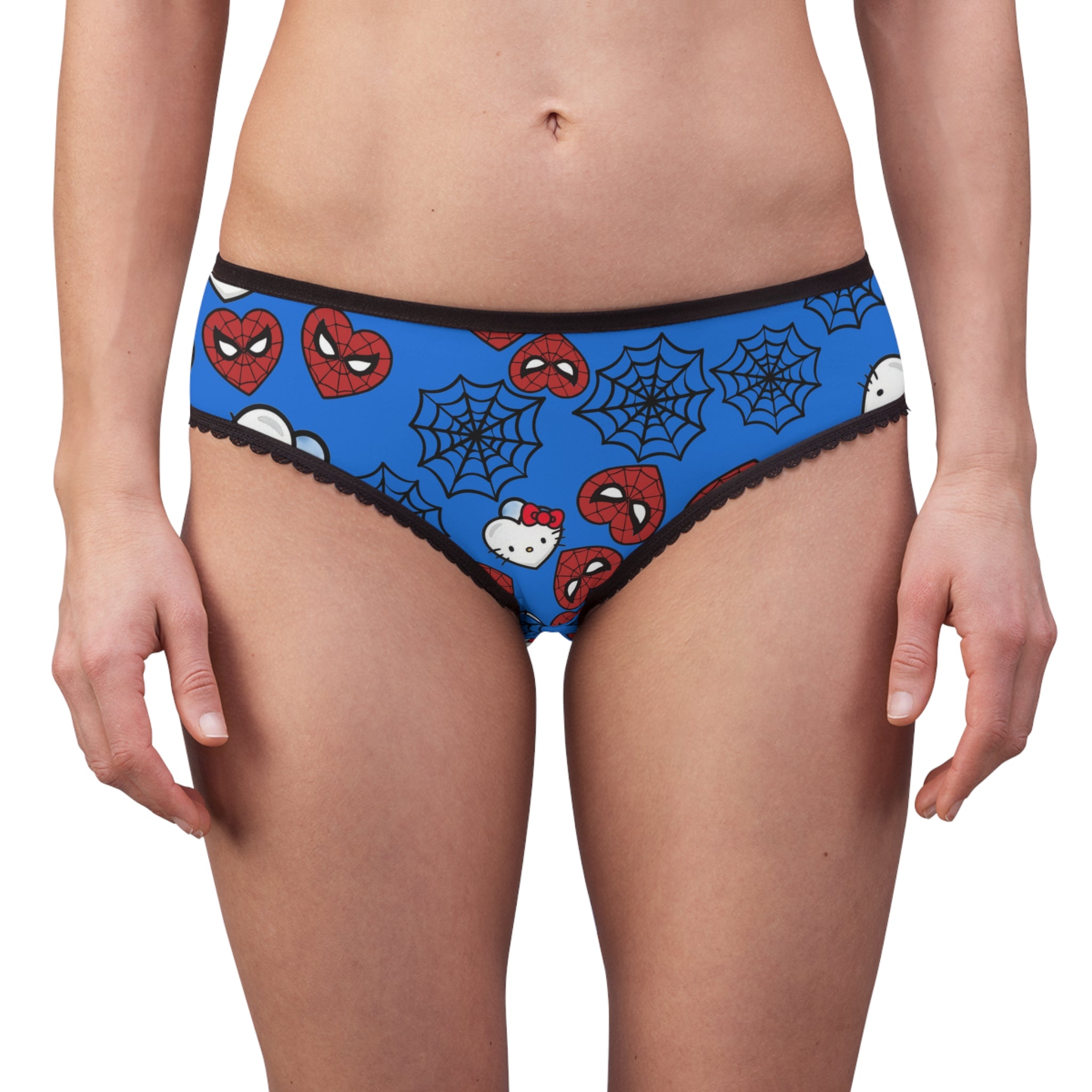 Women's briefs kitty spider web heart cyan