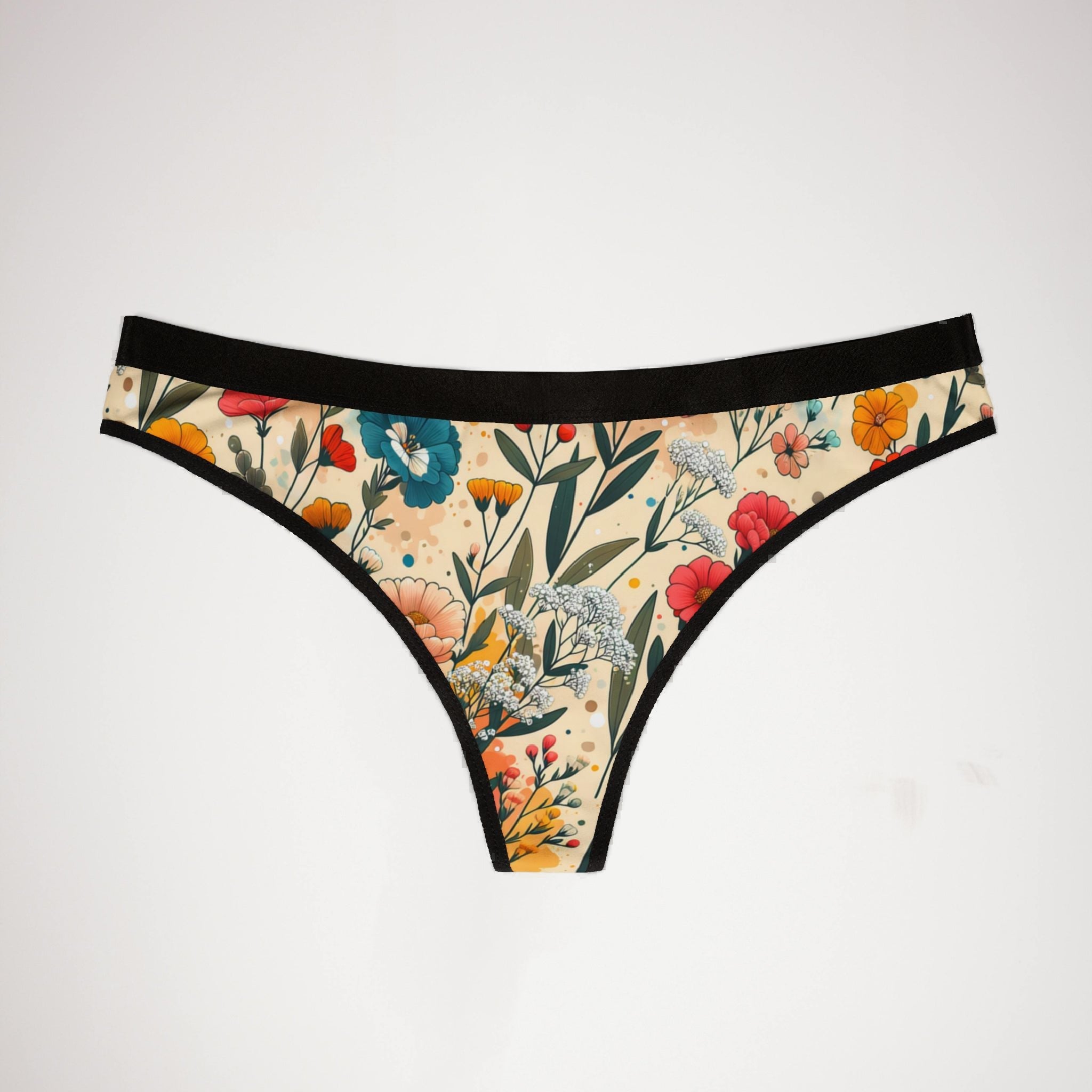 Women's thongs vibrant spring floral