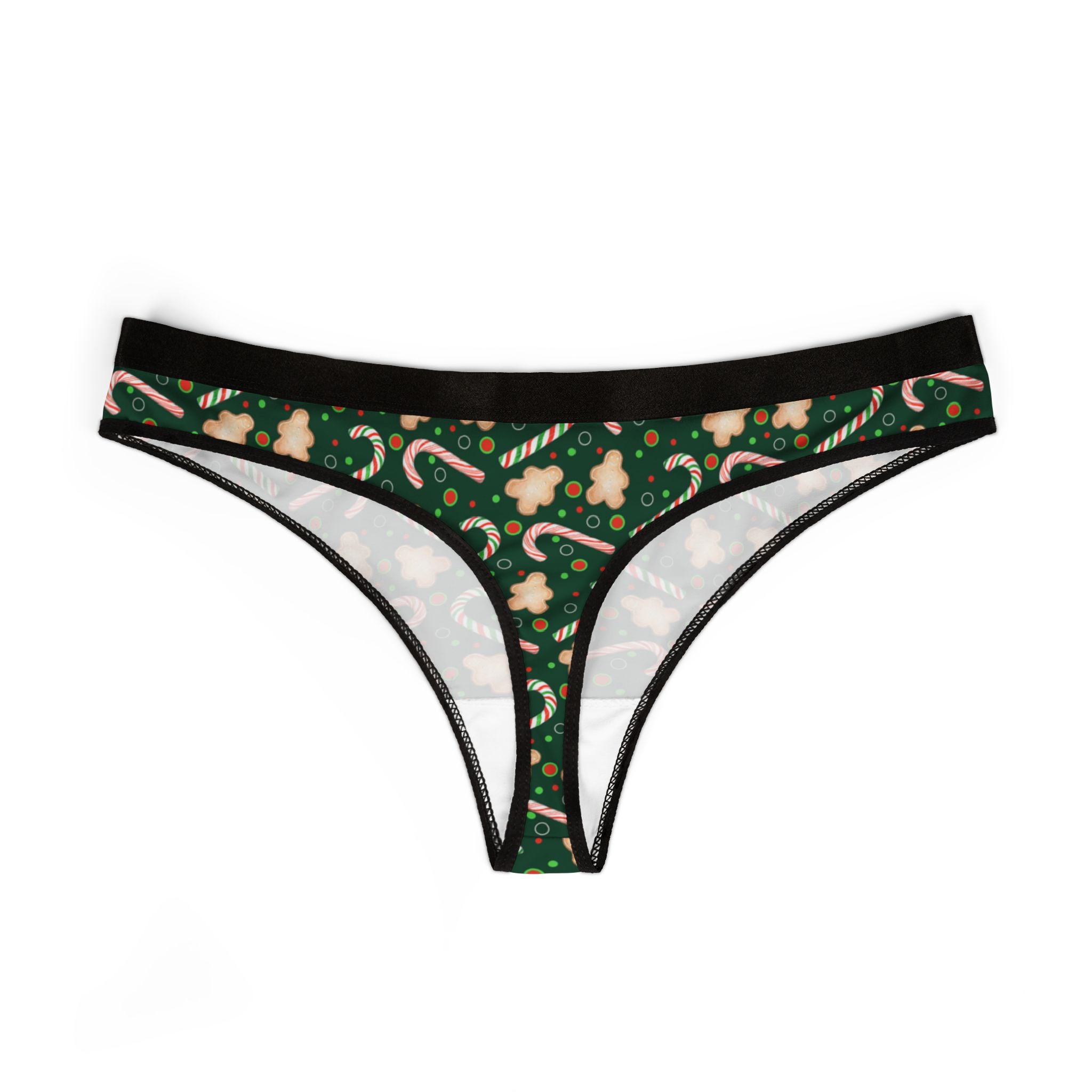 Women's thongs green christmas santa