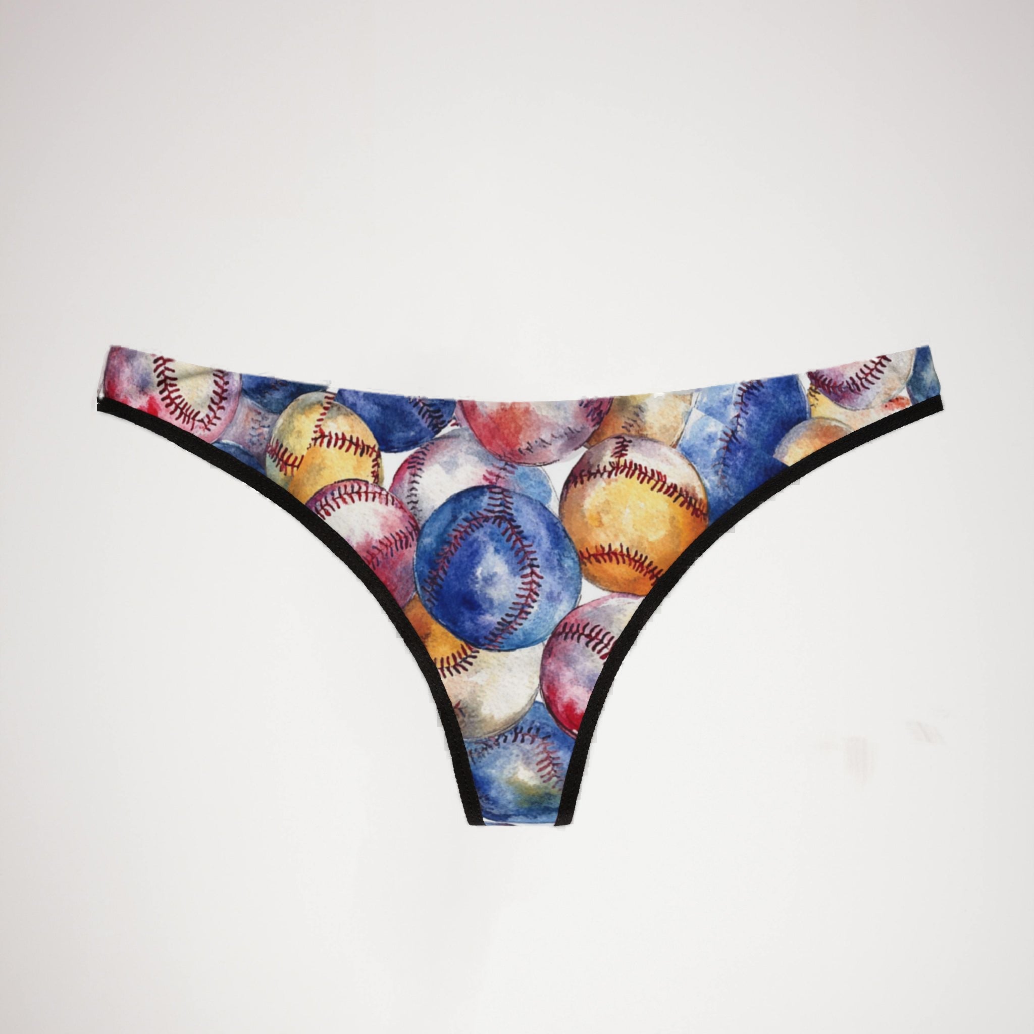 Women's thongs watercolor baseball one