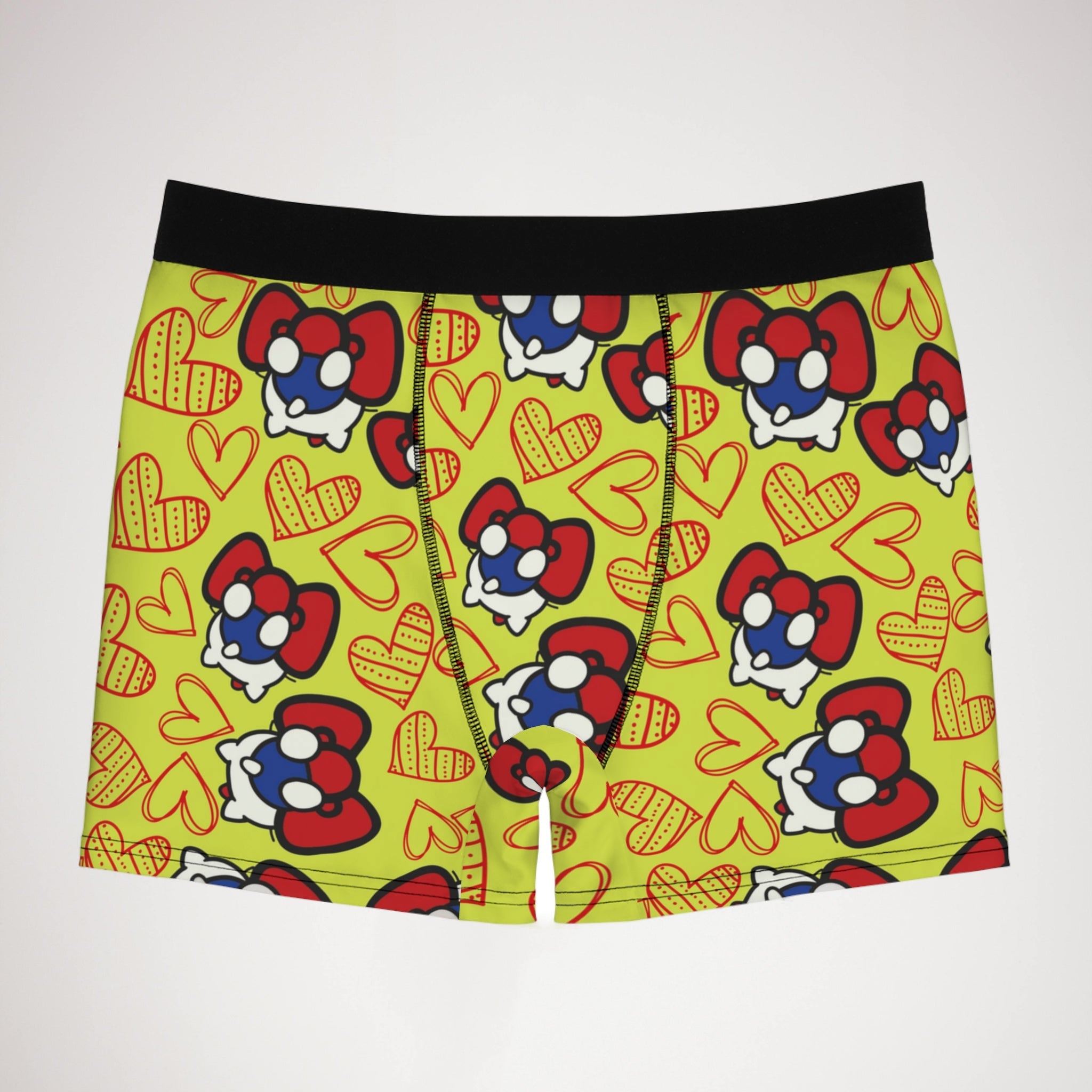 Men's boxer briefs cherry kitty back heart yellow