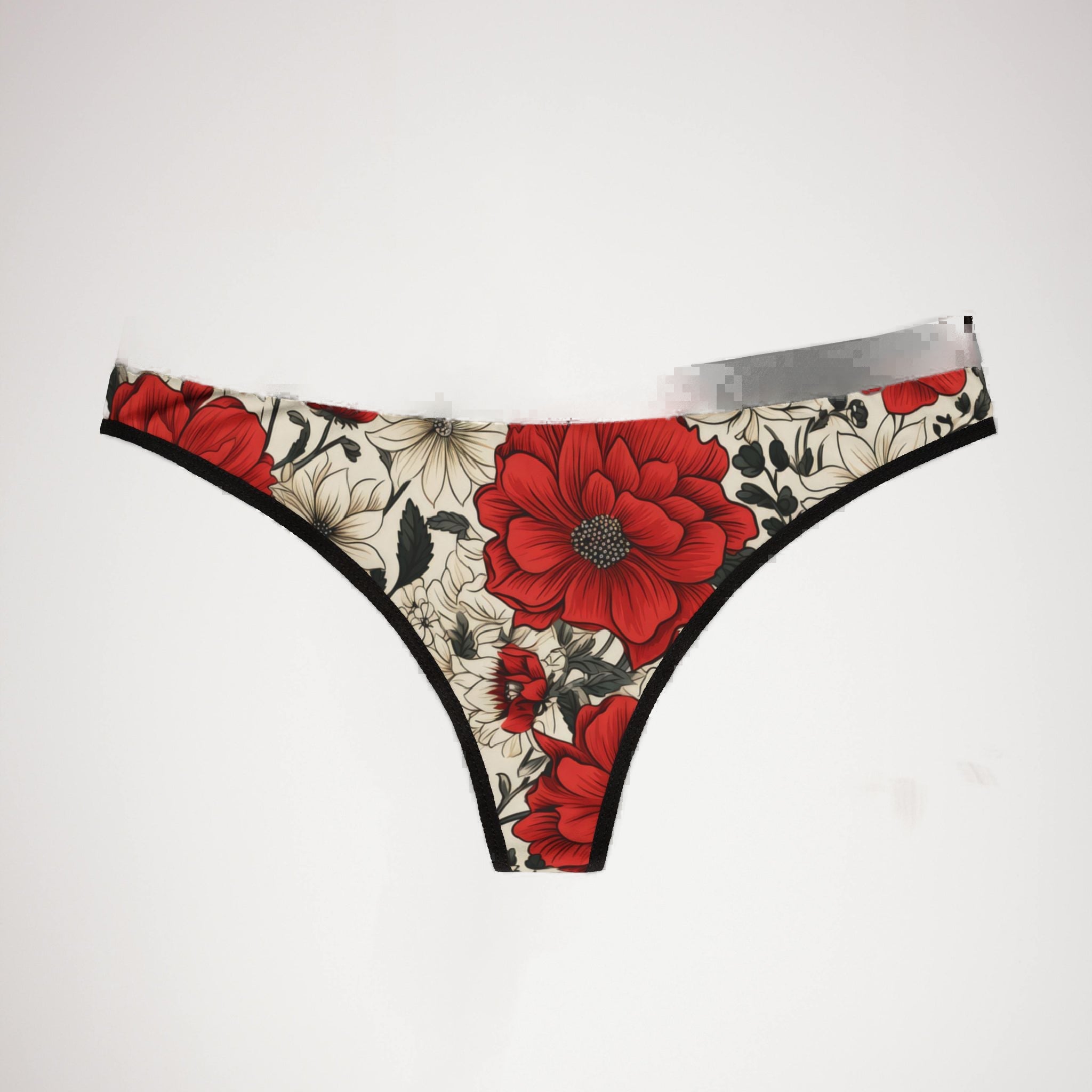 Women's thongs cute red flowers one one
