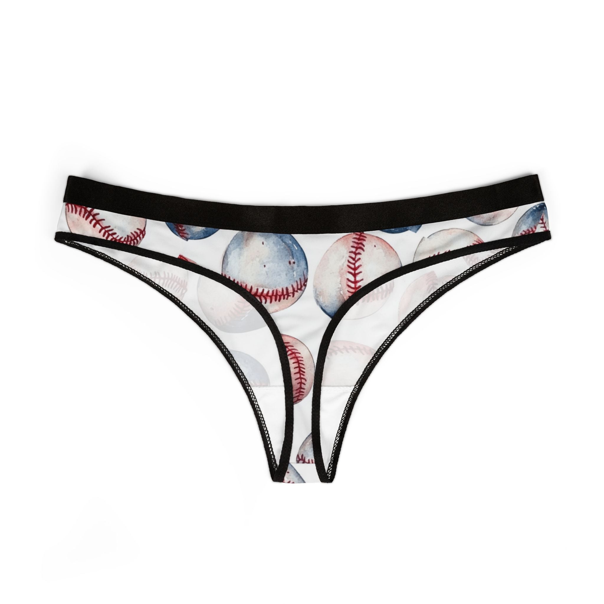 Women's thongs watercolor baseball one
