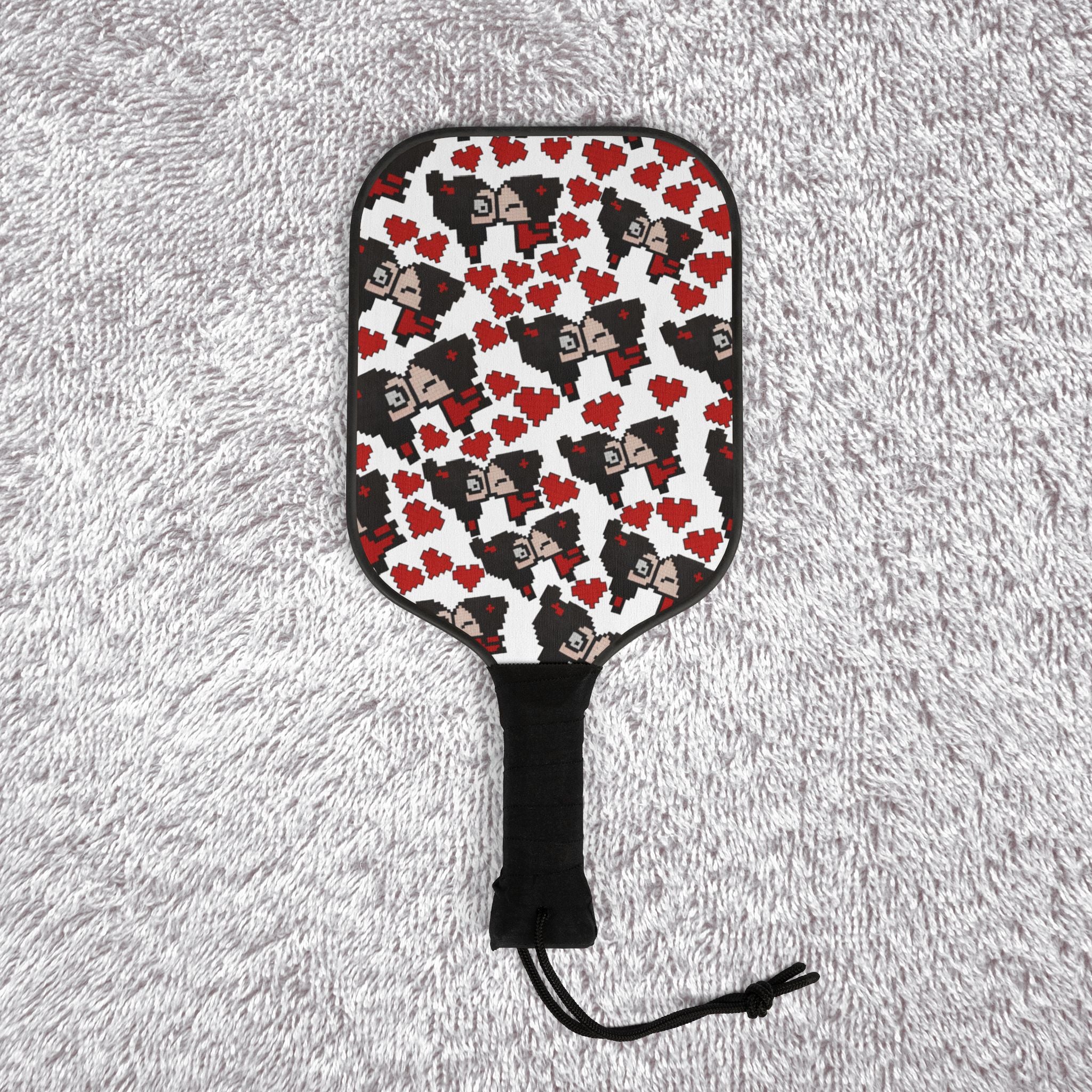 Pickleball kit (2 paddles + 2 balls + transparent bag) pixel pucca kiss heart white