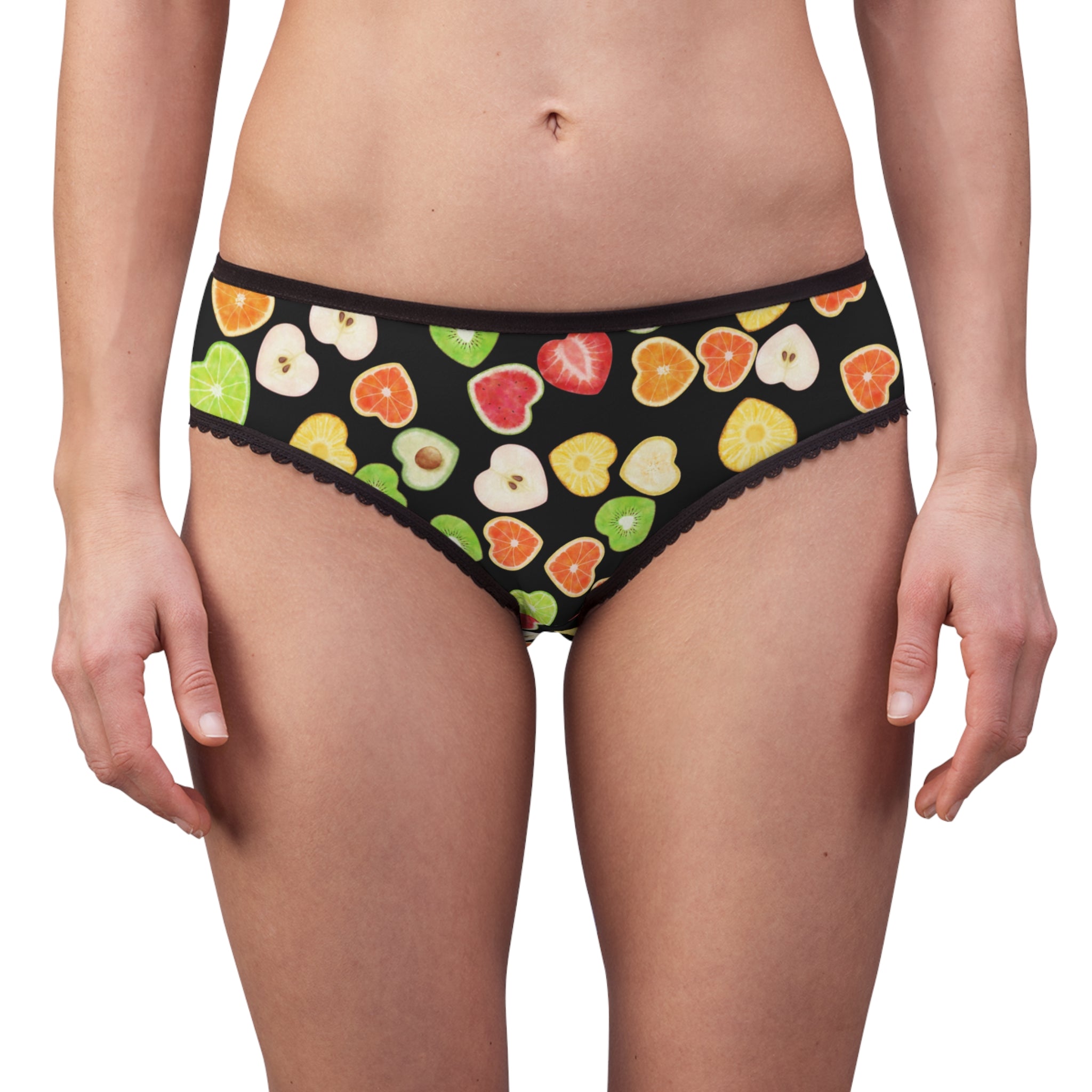 Women's briefs heart fruits black