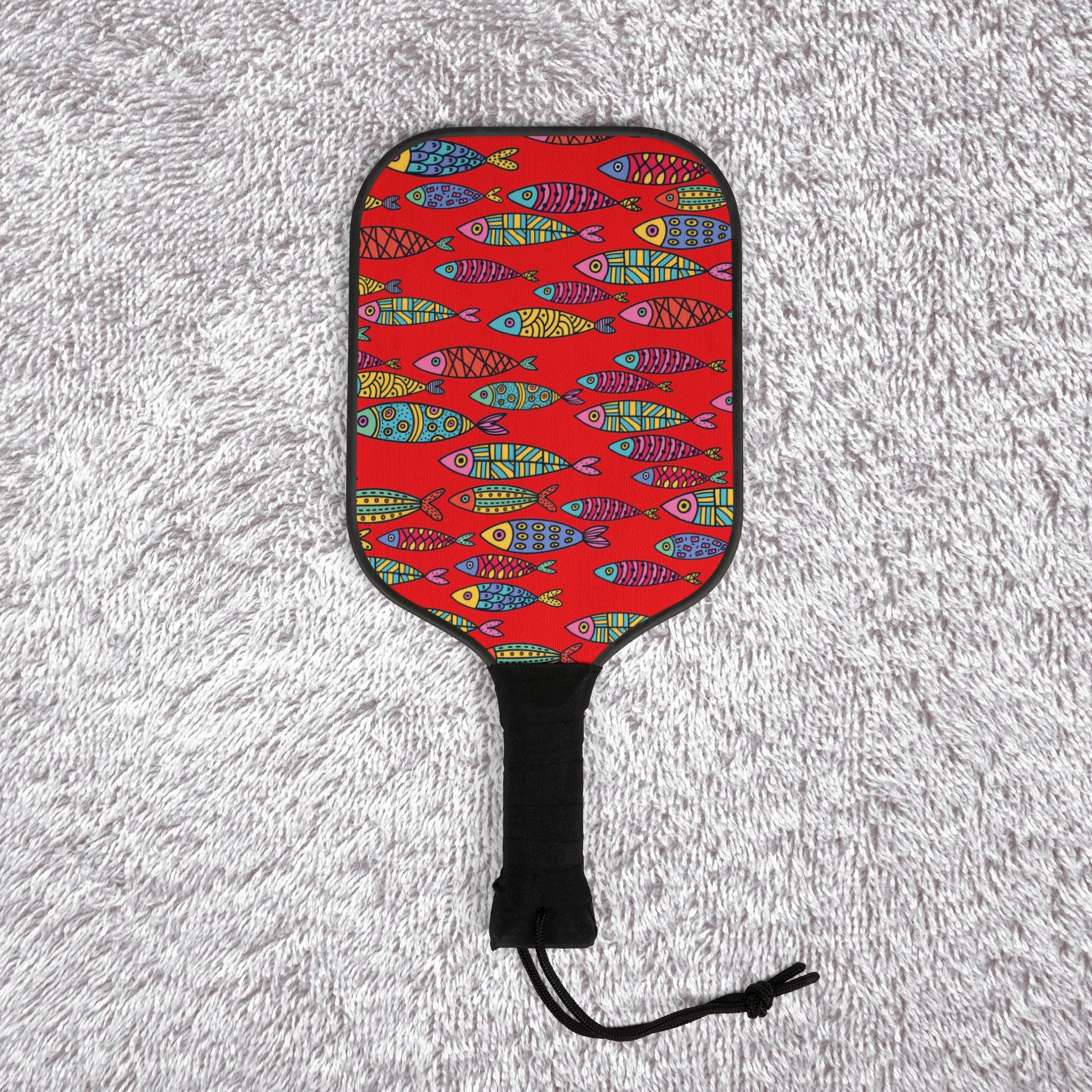 Pickleball kit (2 paddles + 2 balls + transparent bag) cute fishes red