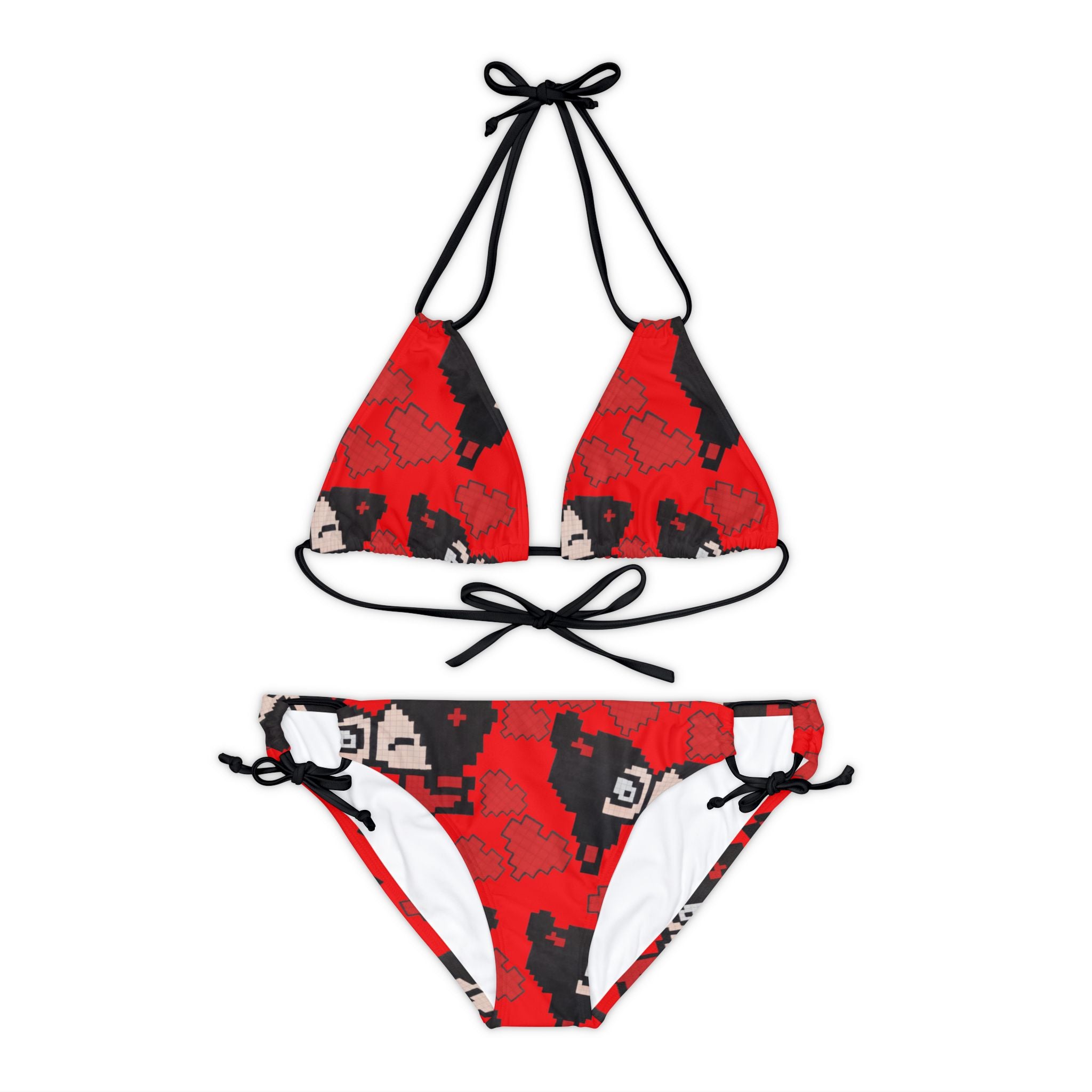 Strappy bikini set pixel pucca kiss heart red