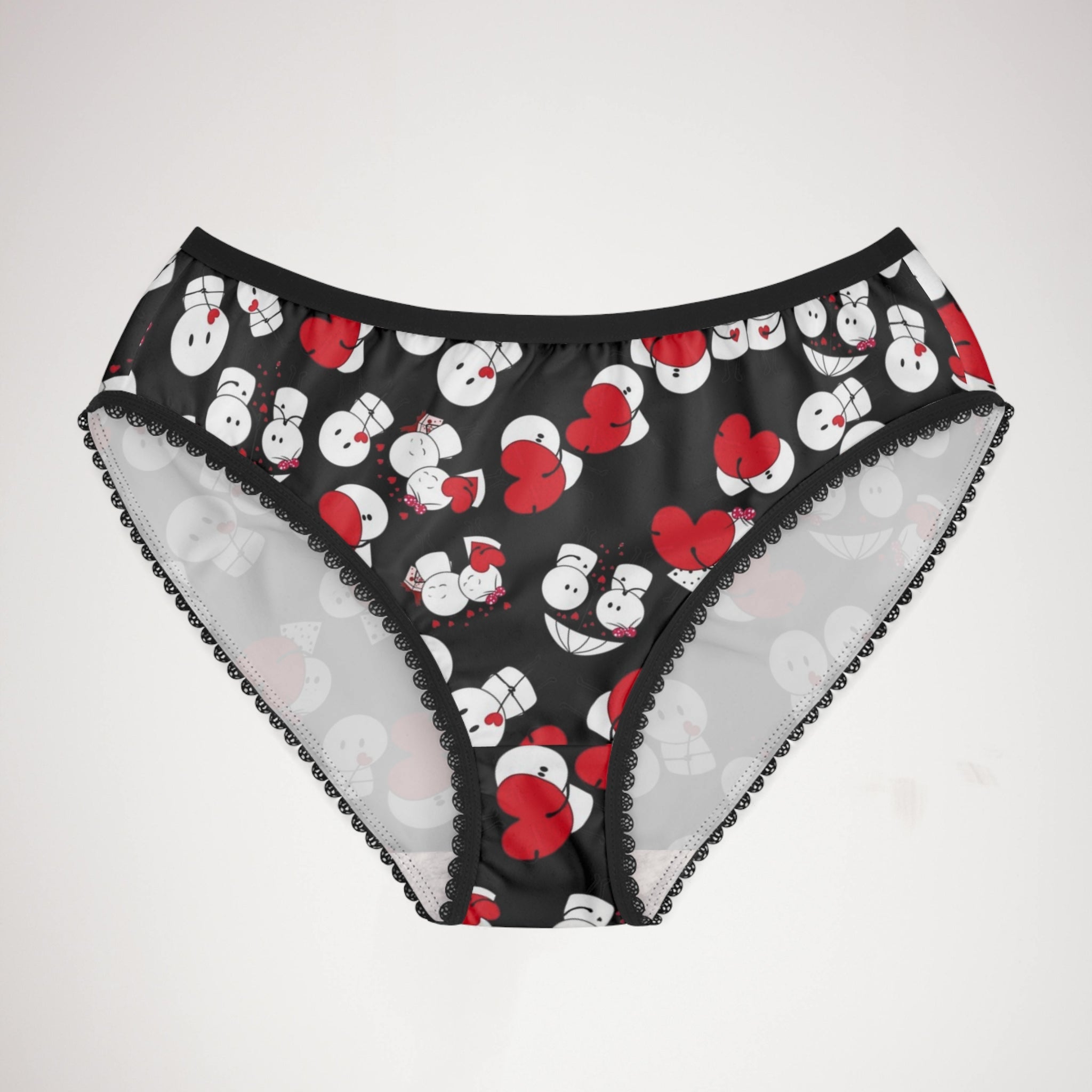 Women's briefs cute valentine love black