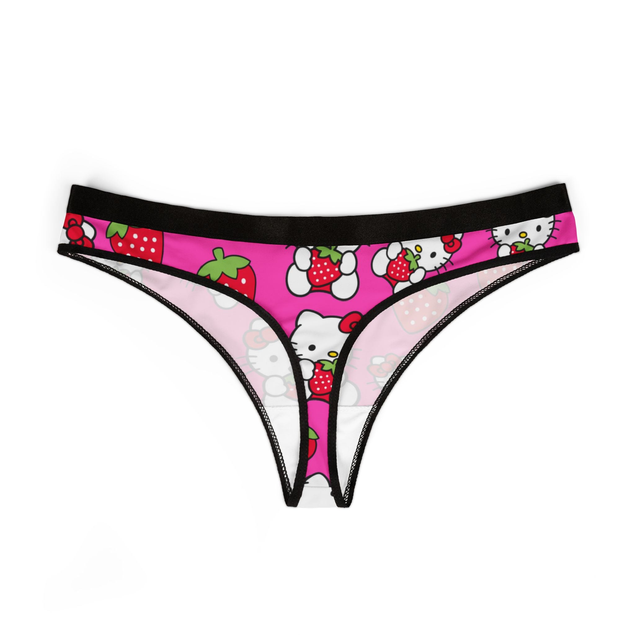 Women's thongs kitty strawberry valentine love pink