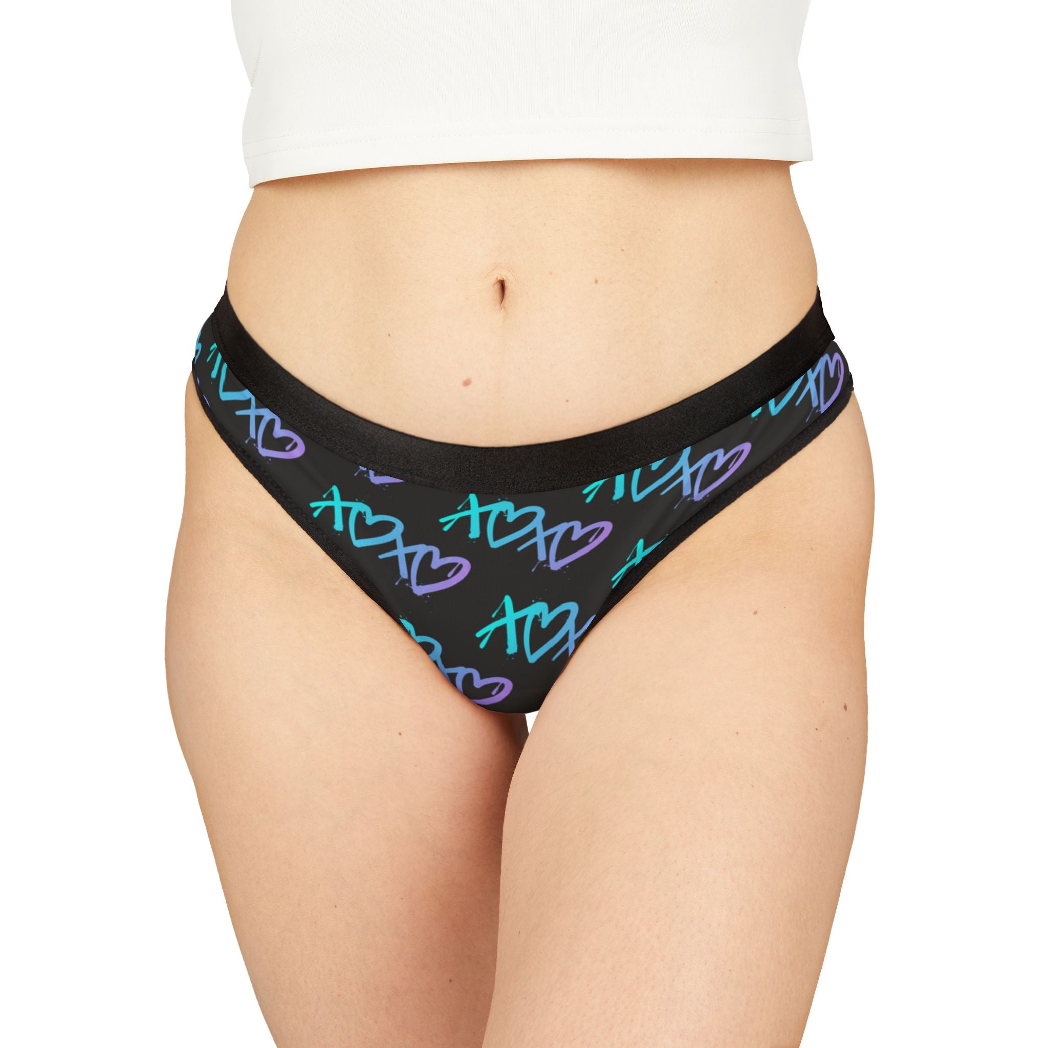 Women's thongs Graffiti X O Heart black