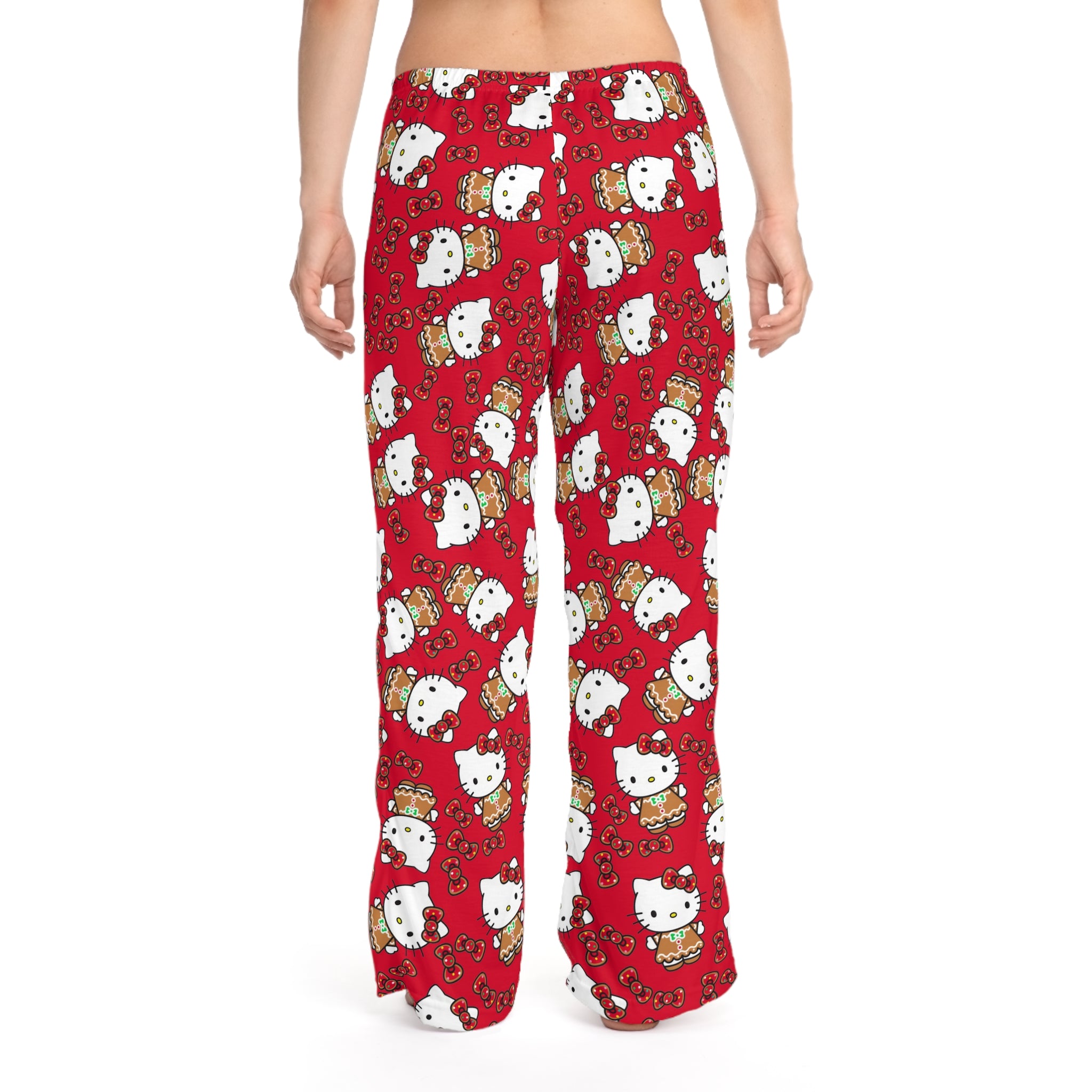 Women's pajama pants kitty cookies noel Christmas red