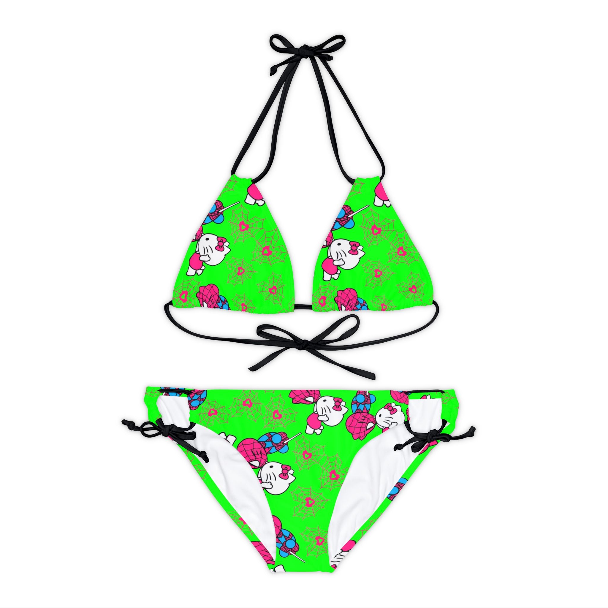 Strappy bikini set spider kitty green