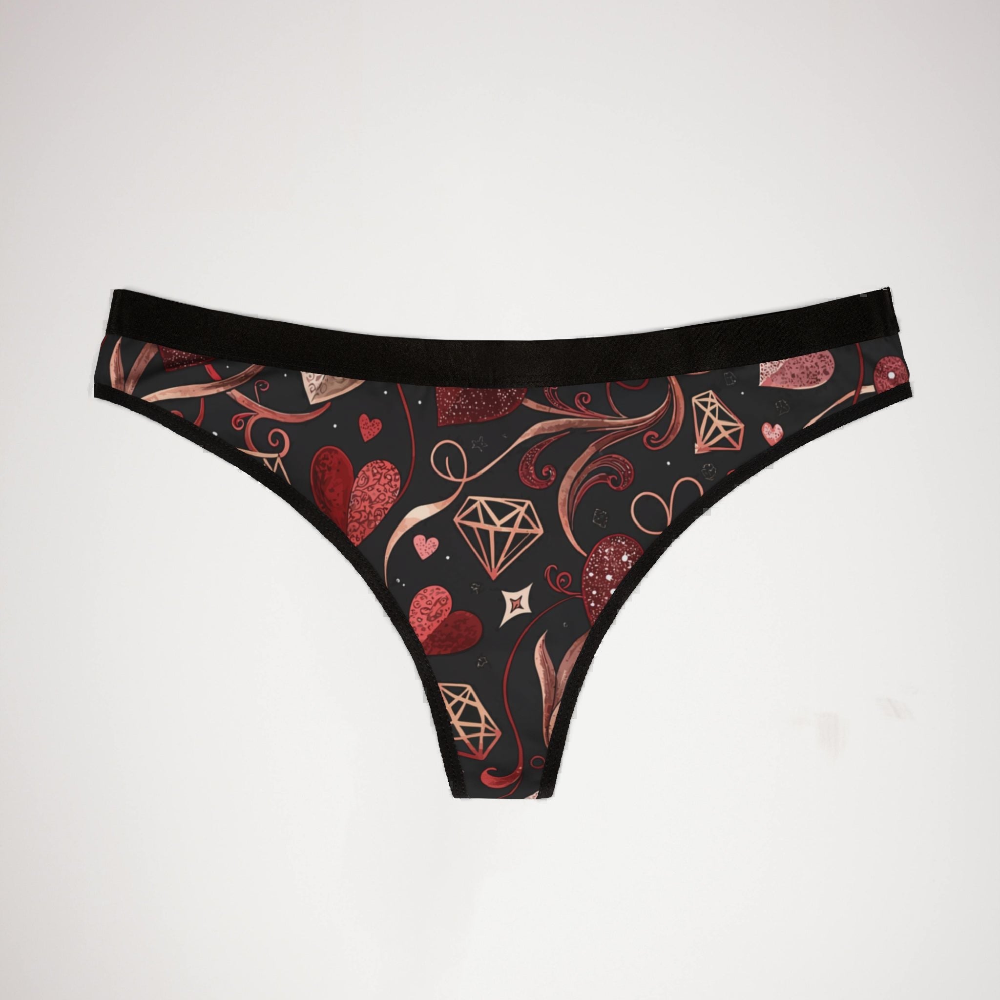 Women's thongs valentine heart retro