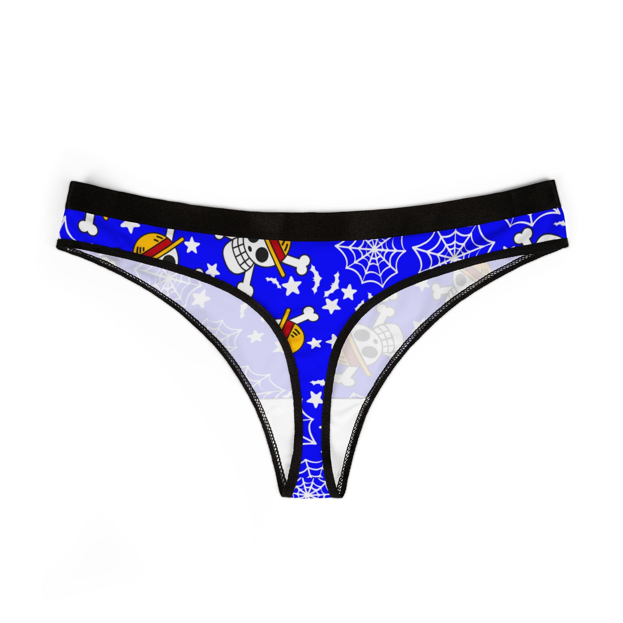 Women's thongs skull anime bats pumpkin halloween blue