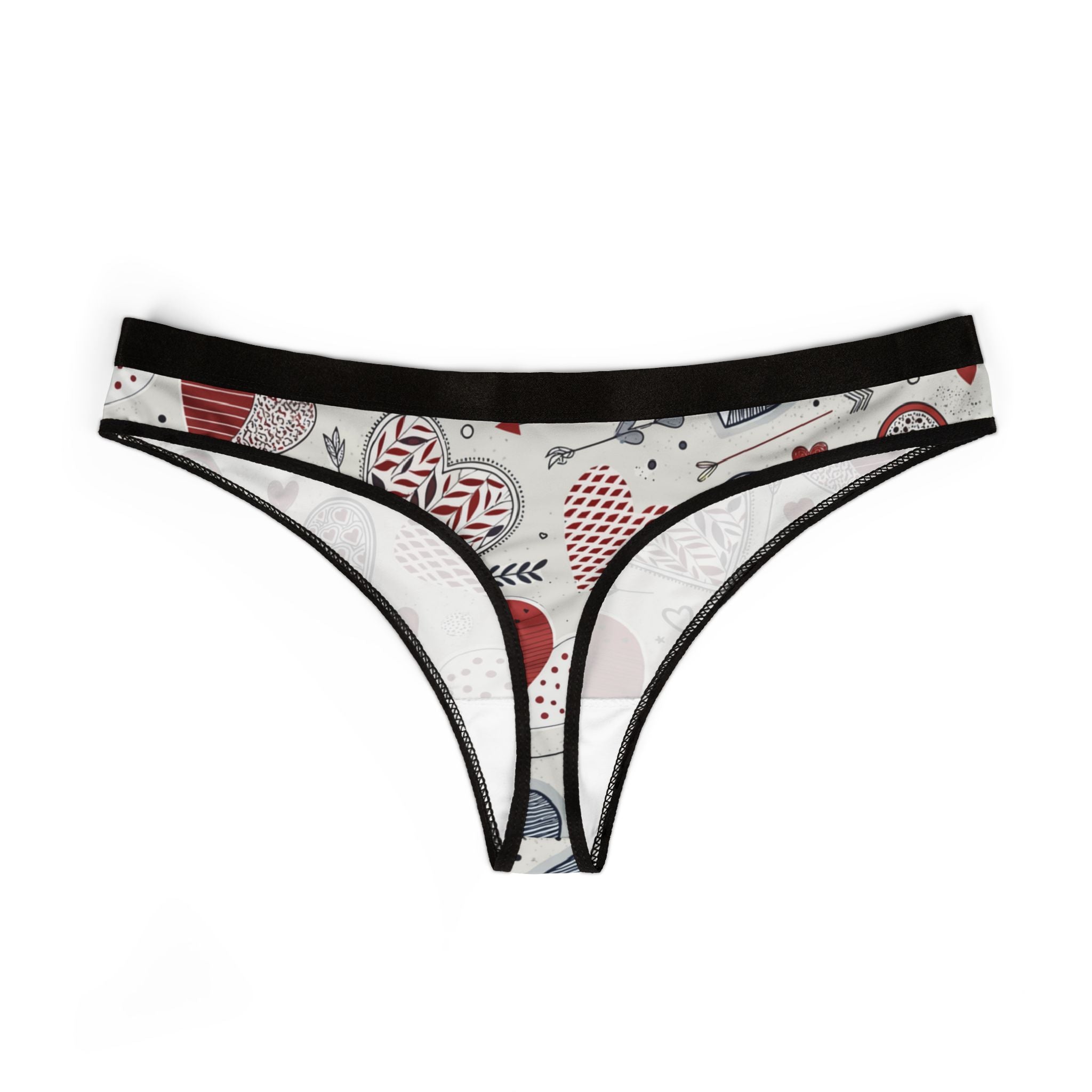 Women's thongs valentine heart retro