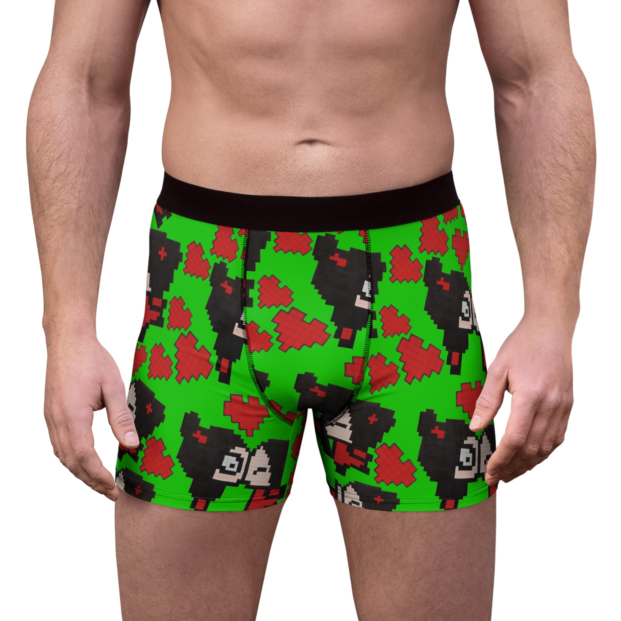 Men's boxer briefs pixel pucca kiss heart green