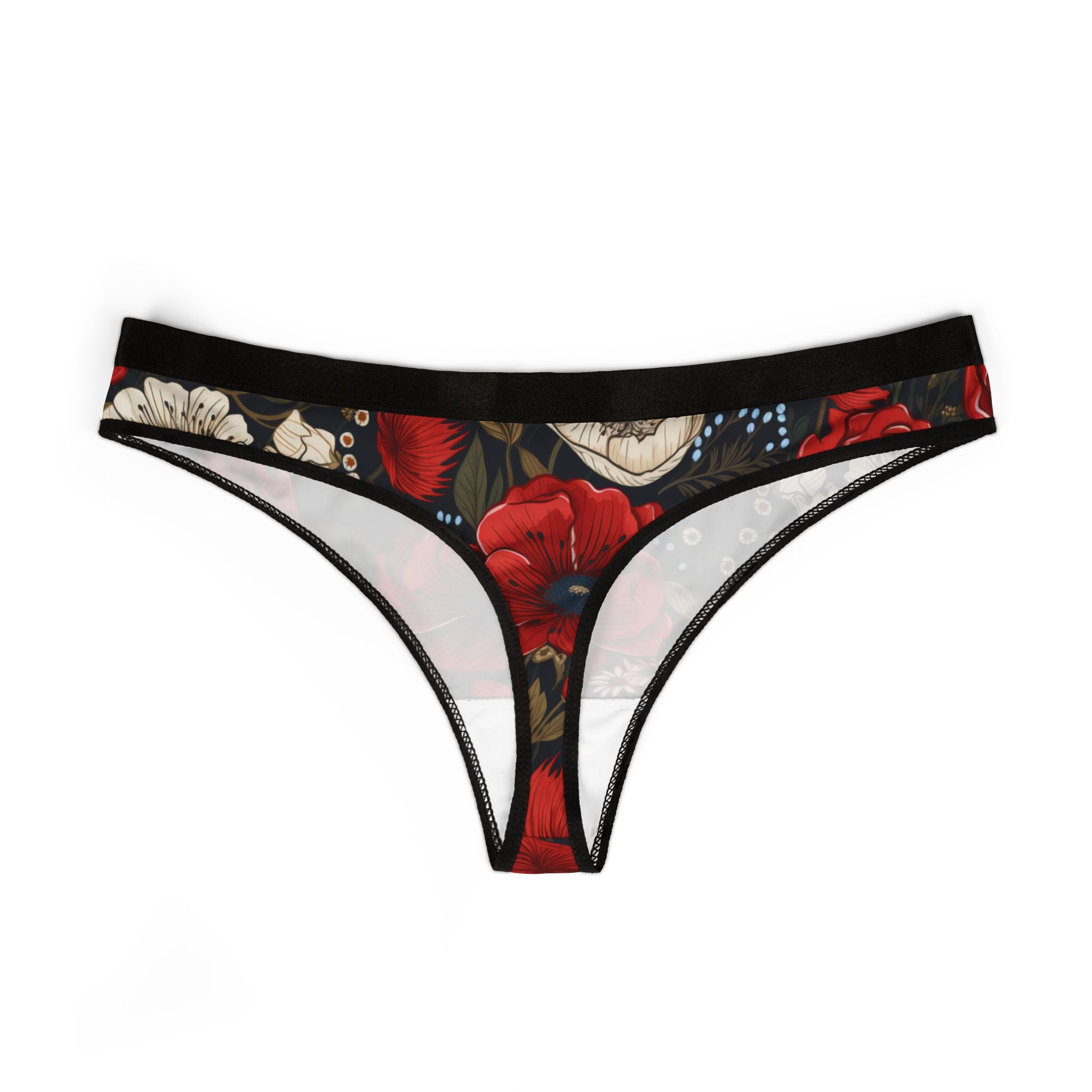 Women's thongs cute red flowers