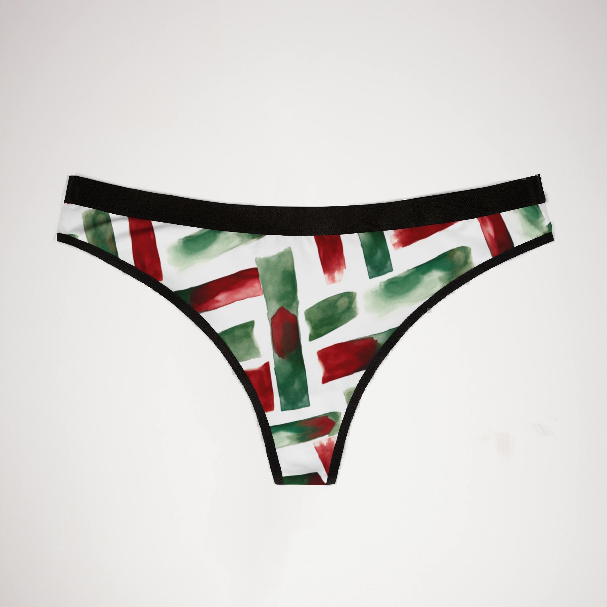 Women's thongs watercolor christmas