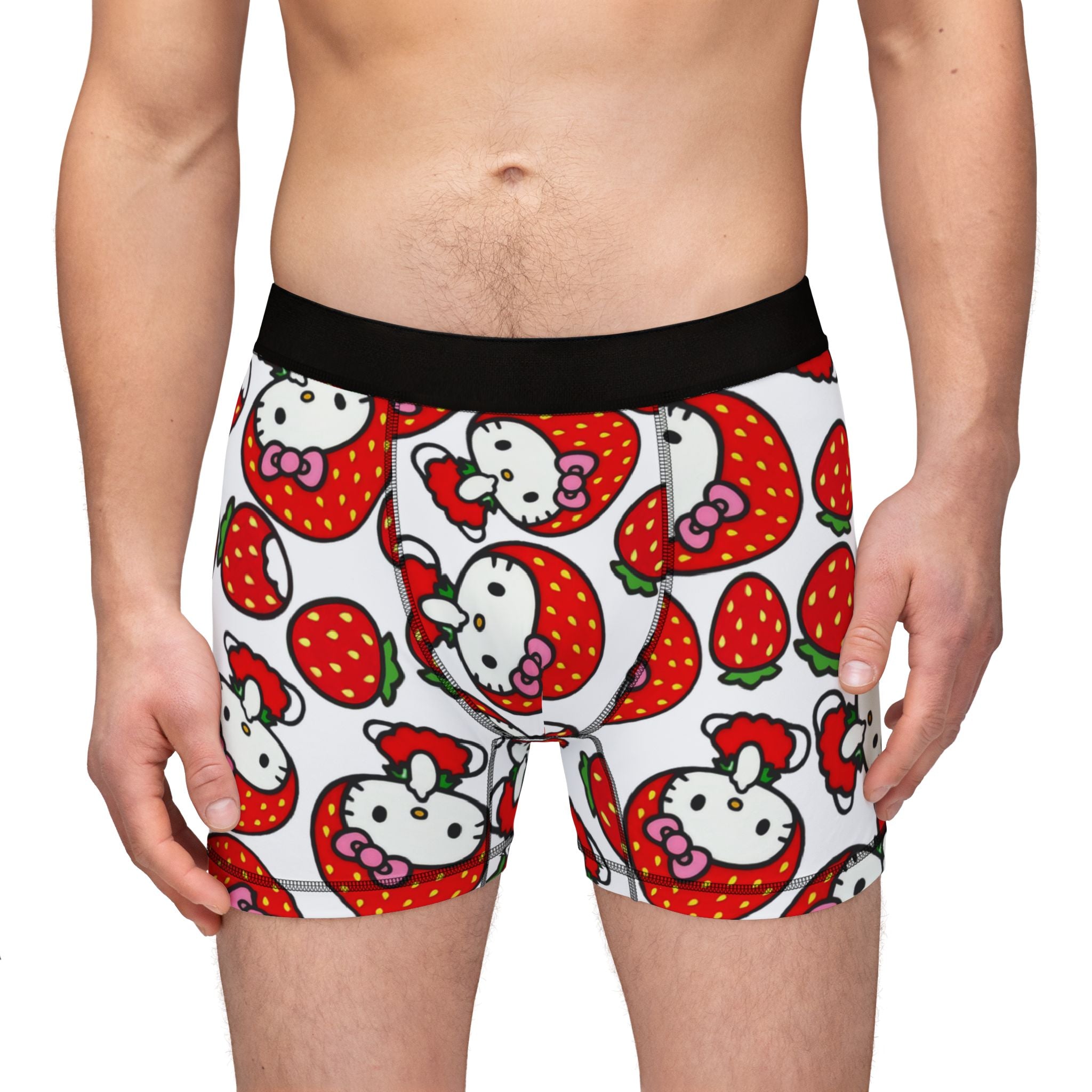 Men's boxers kitty strawberry valentine white