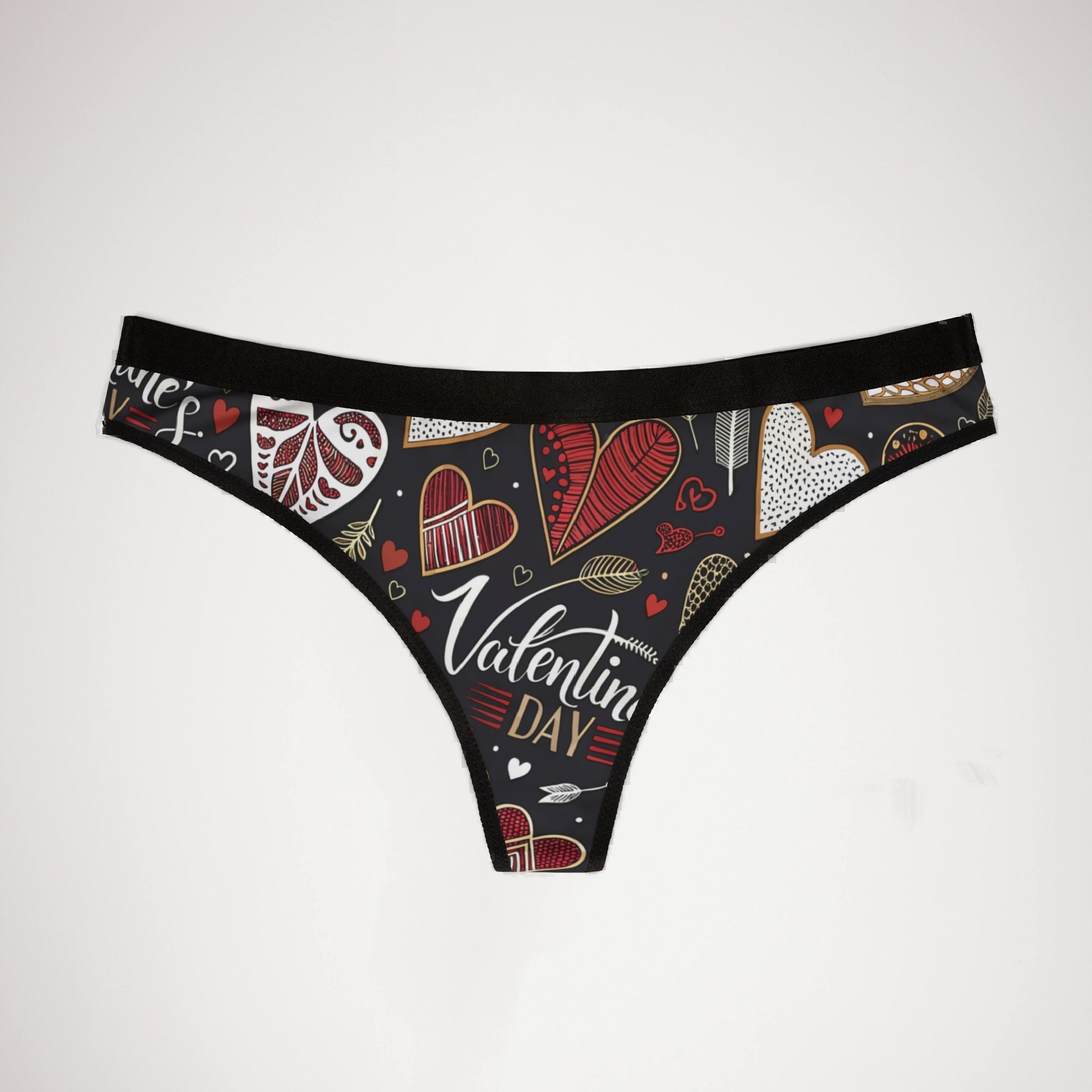 Women's thongs valentine heart retro