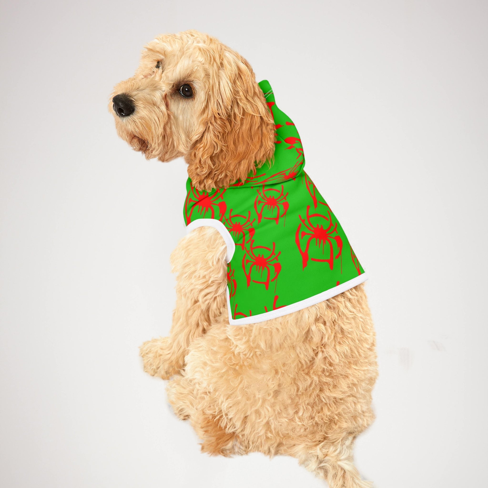 Pet hoodie only spider web green