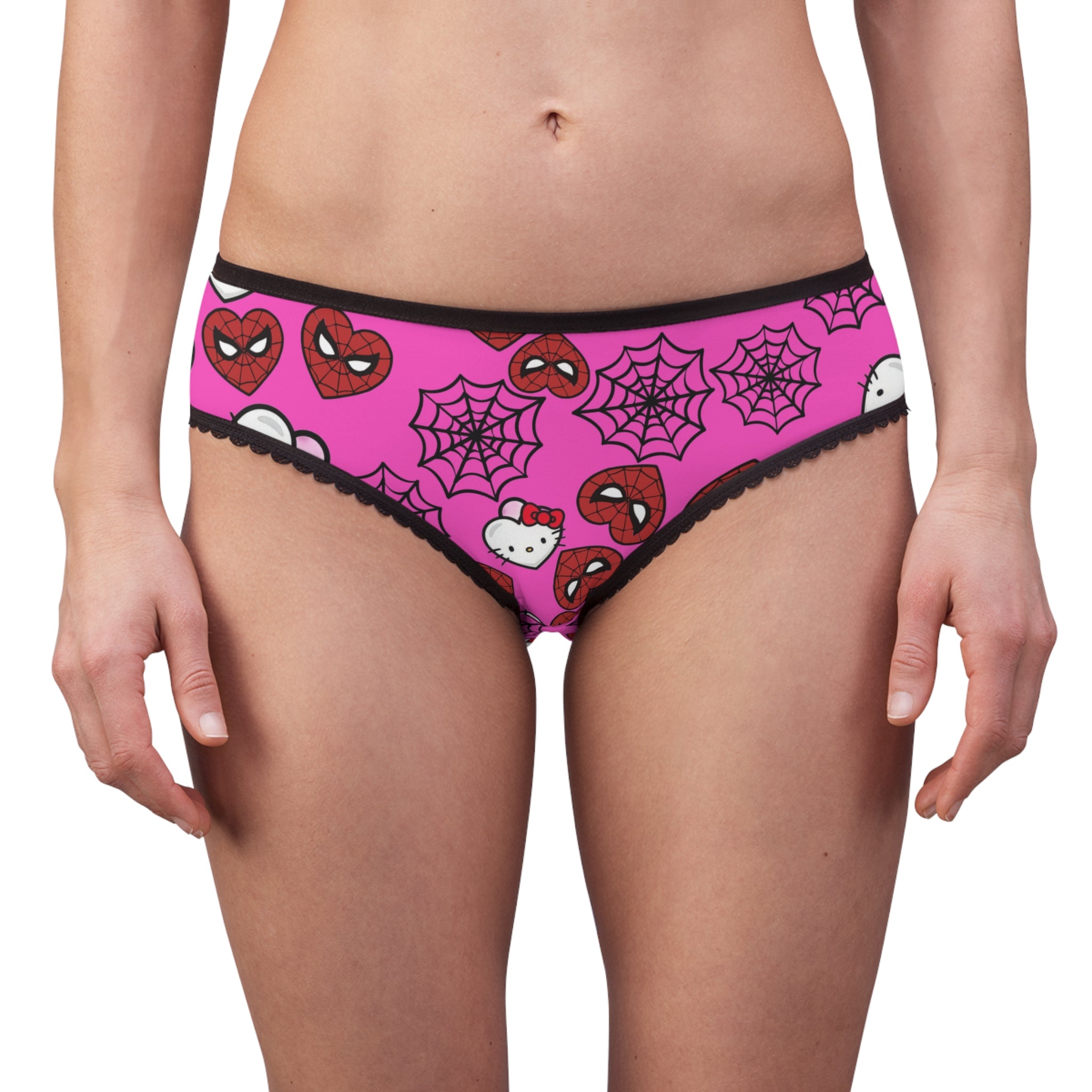 Women's briefs kitty spider web heart pink