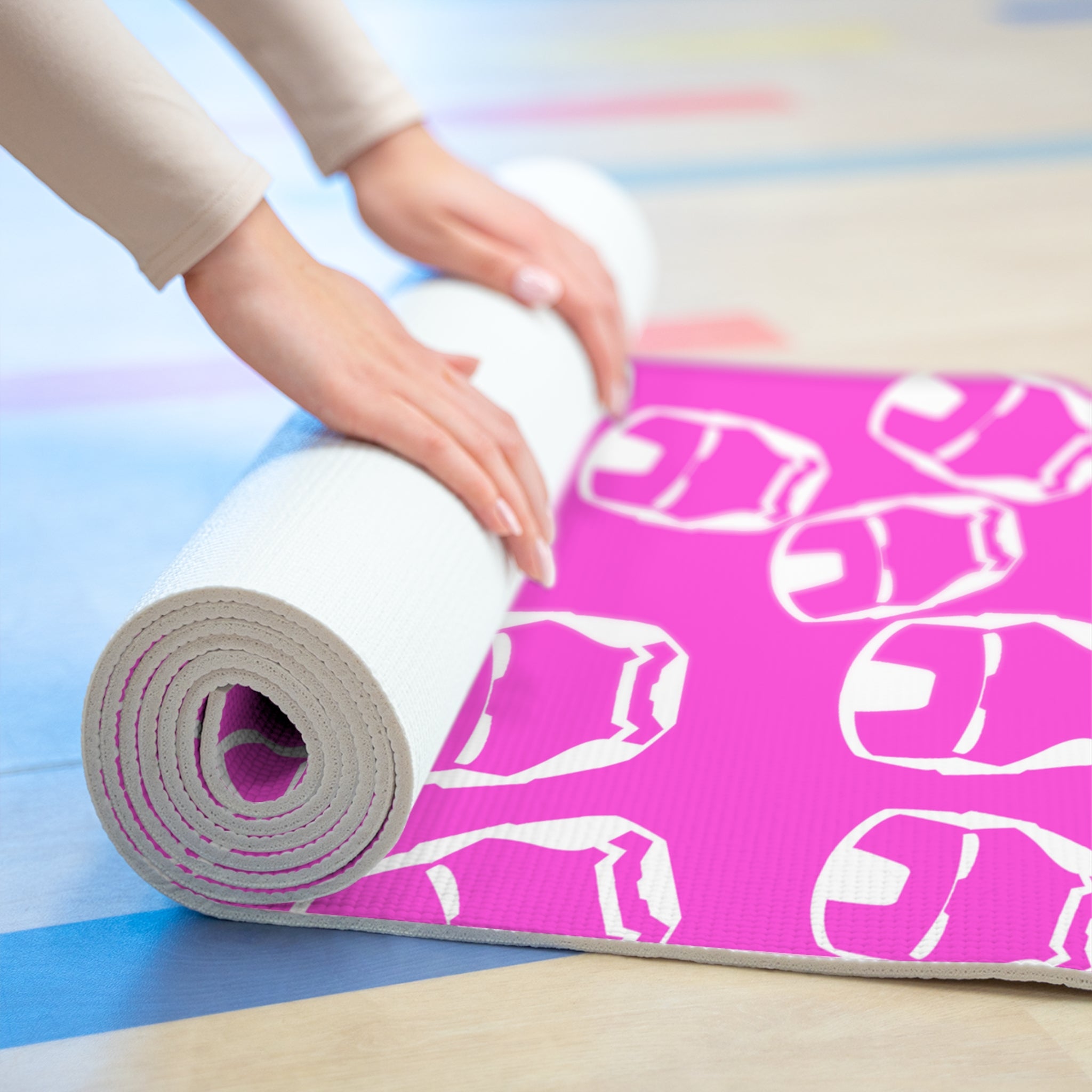 Foam yoga mat iron man pink