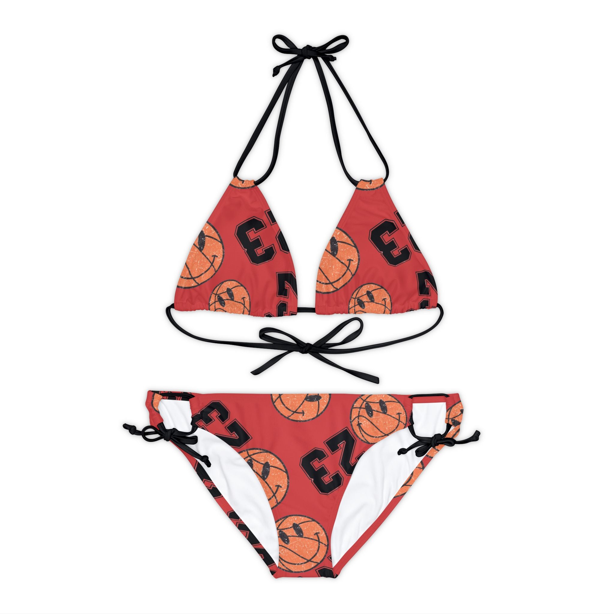 Strappy bikini set number   basketball orange