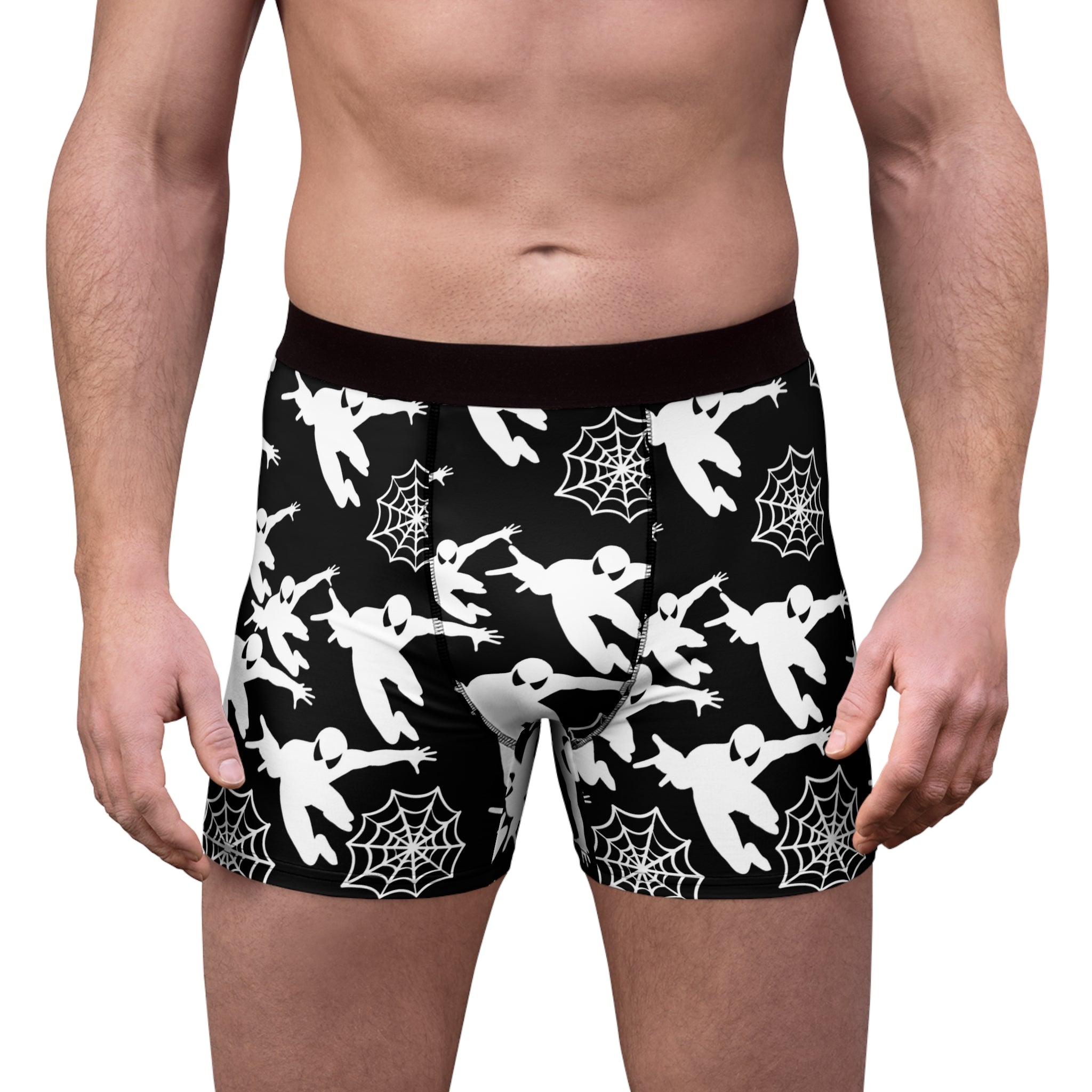 Men's boxer briefs spiderman web plain black