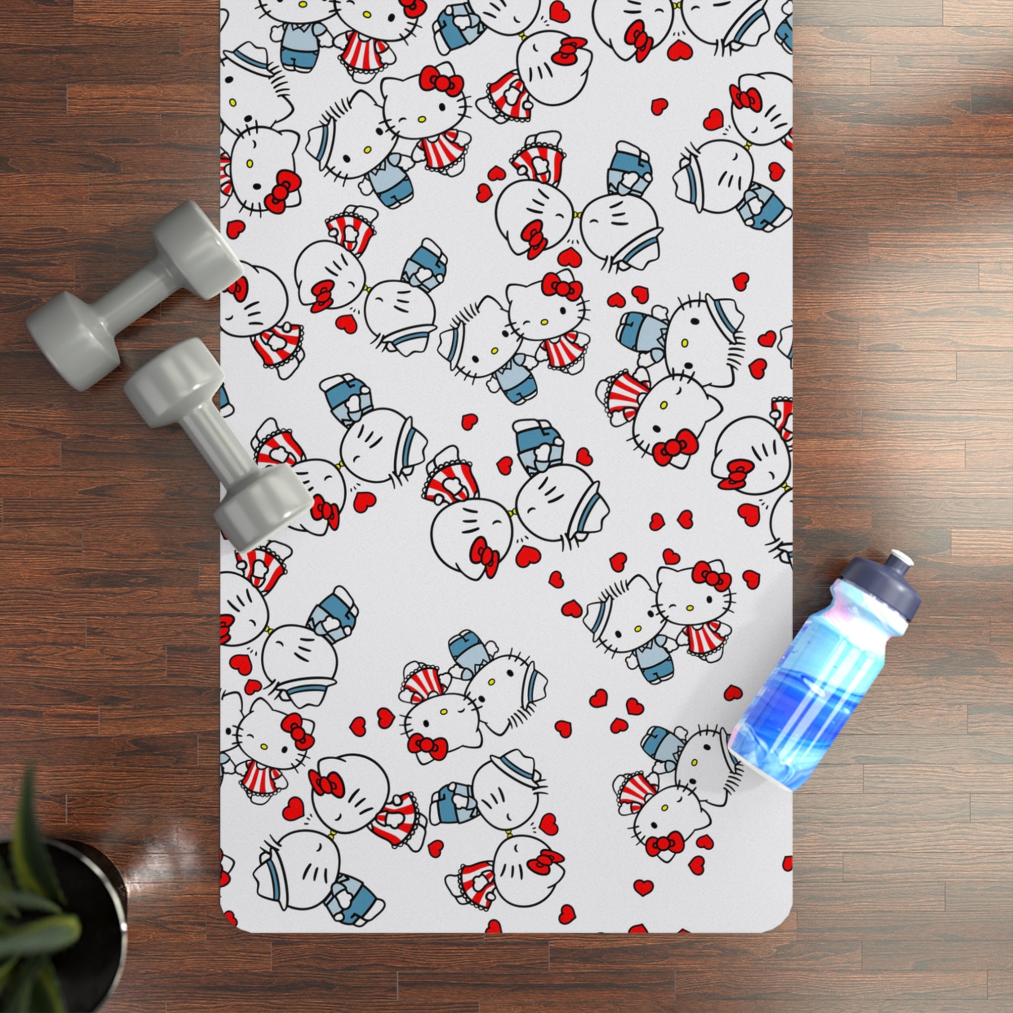 Rubber yoga mat kitty kiss wedding white