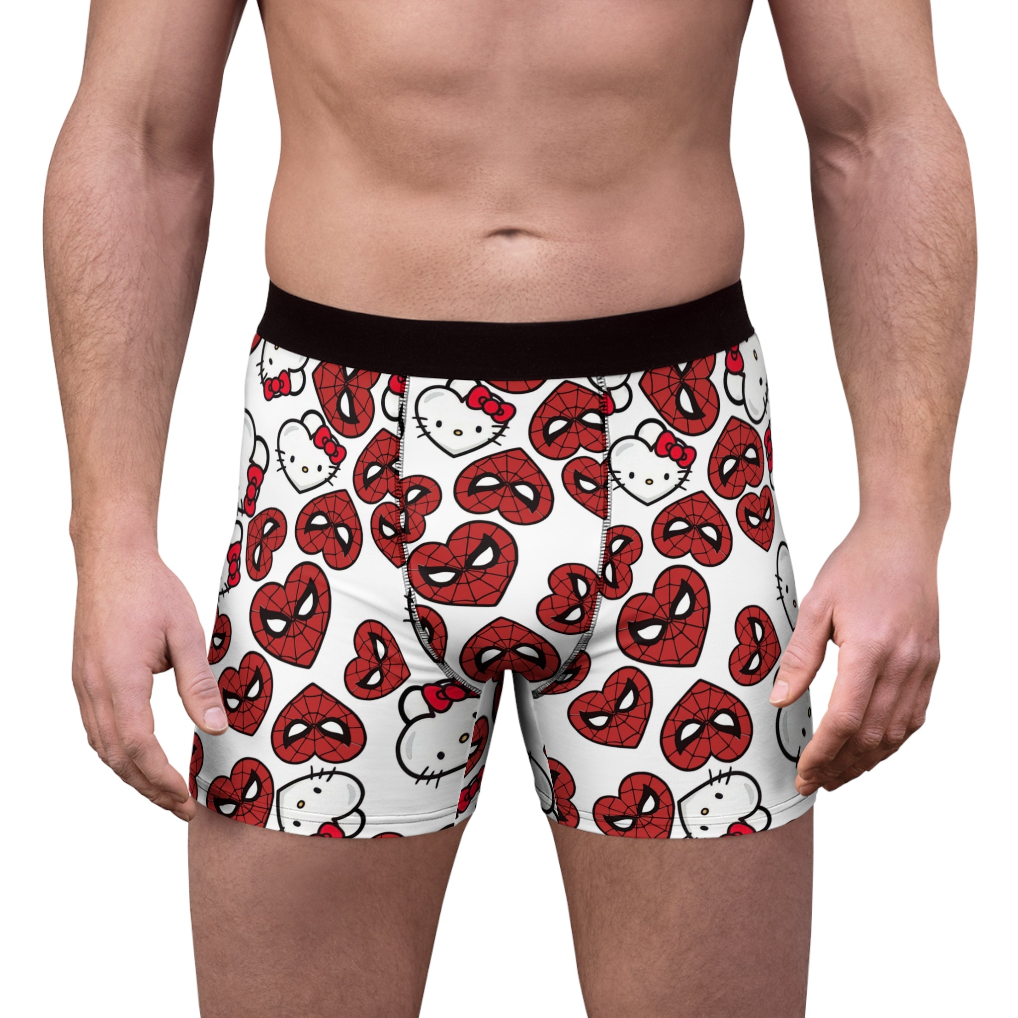 Men's boxer briefs spider kitty double hearts white