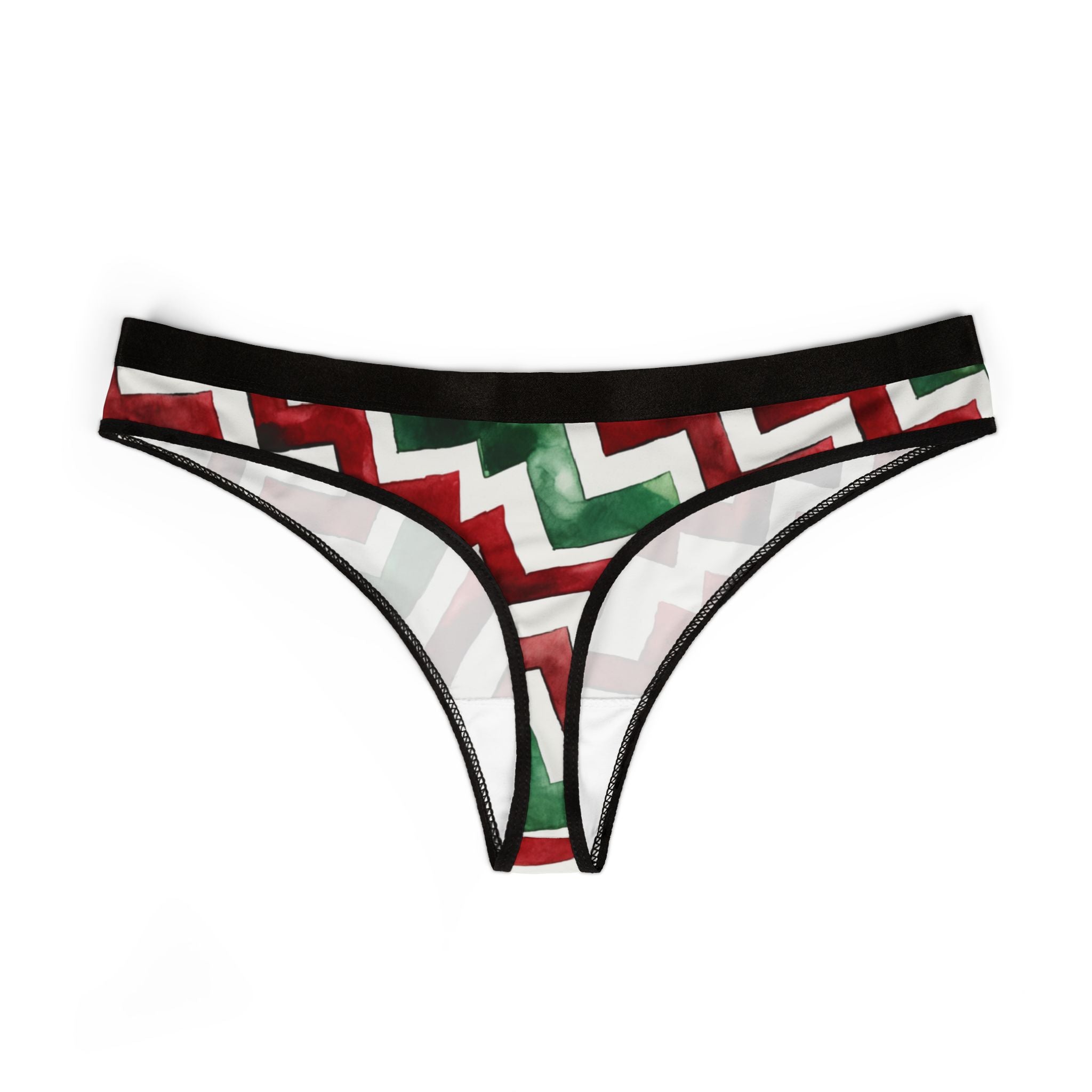 Women's thongs watercolor christmas
