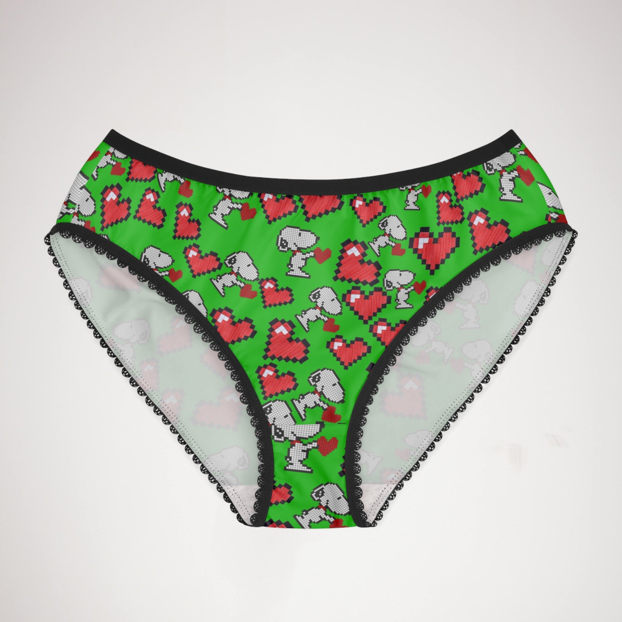 Women's briefs snoopy hearts valentine green