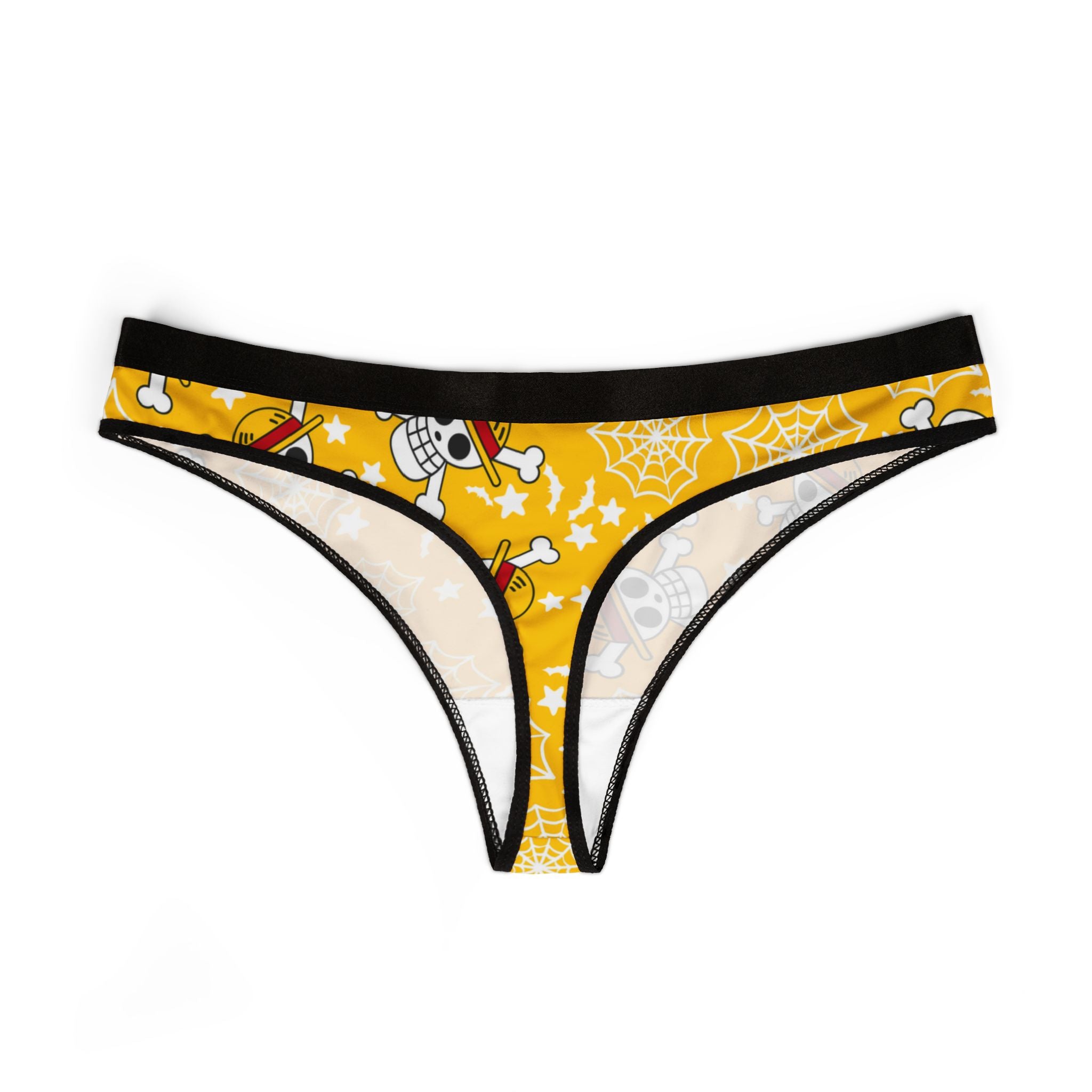 Women's thongs skull anime bats pumpkin halloween yellow