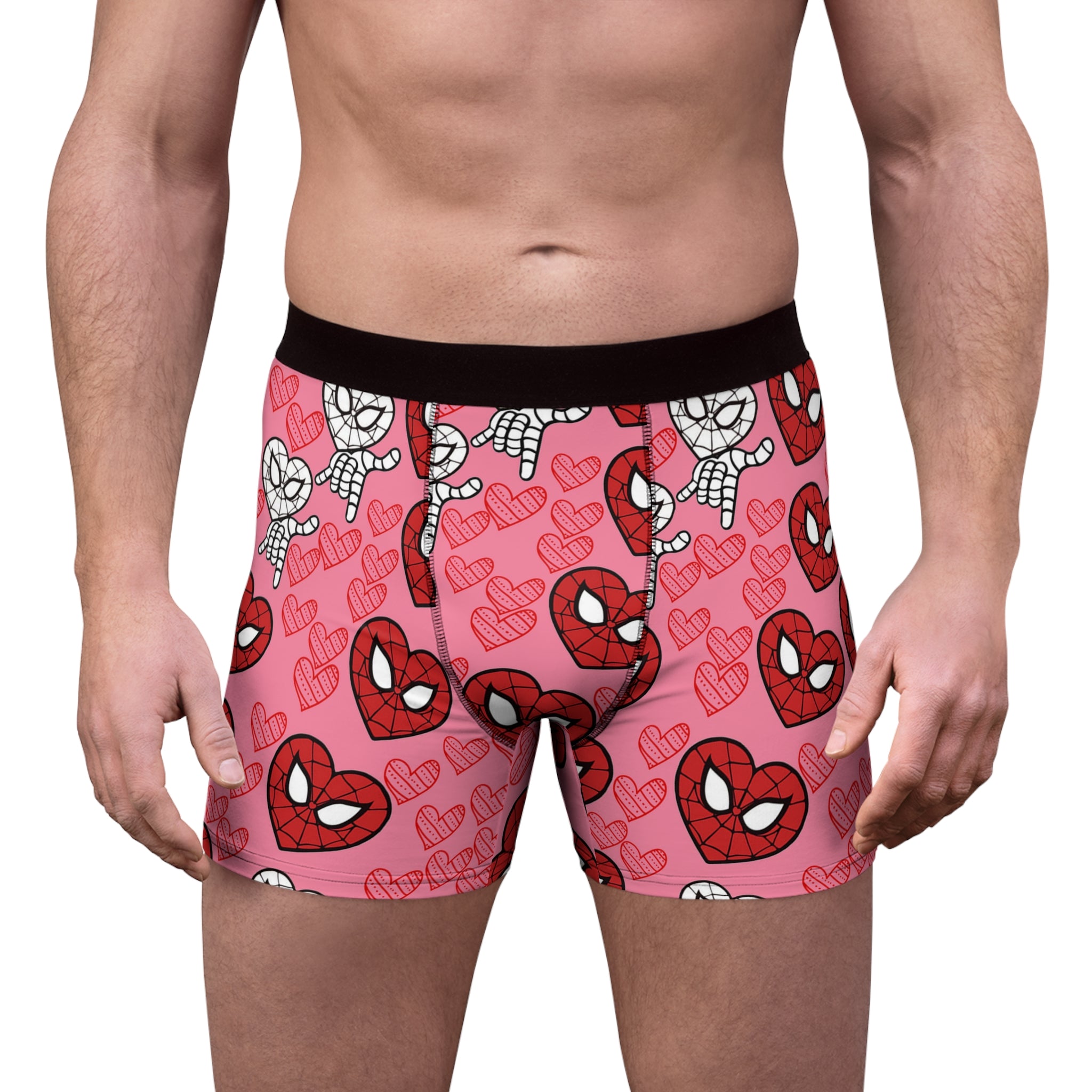 Men's boxer briefs spider heart kiss pink