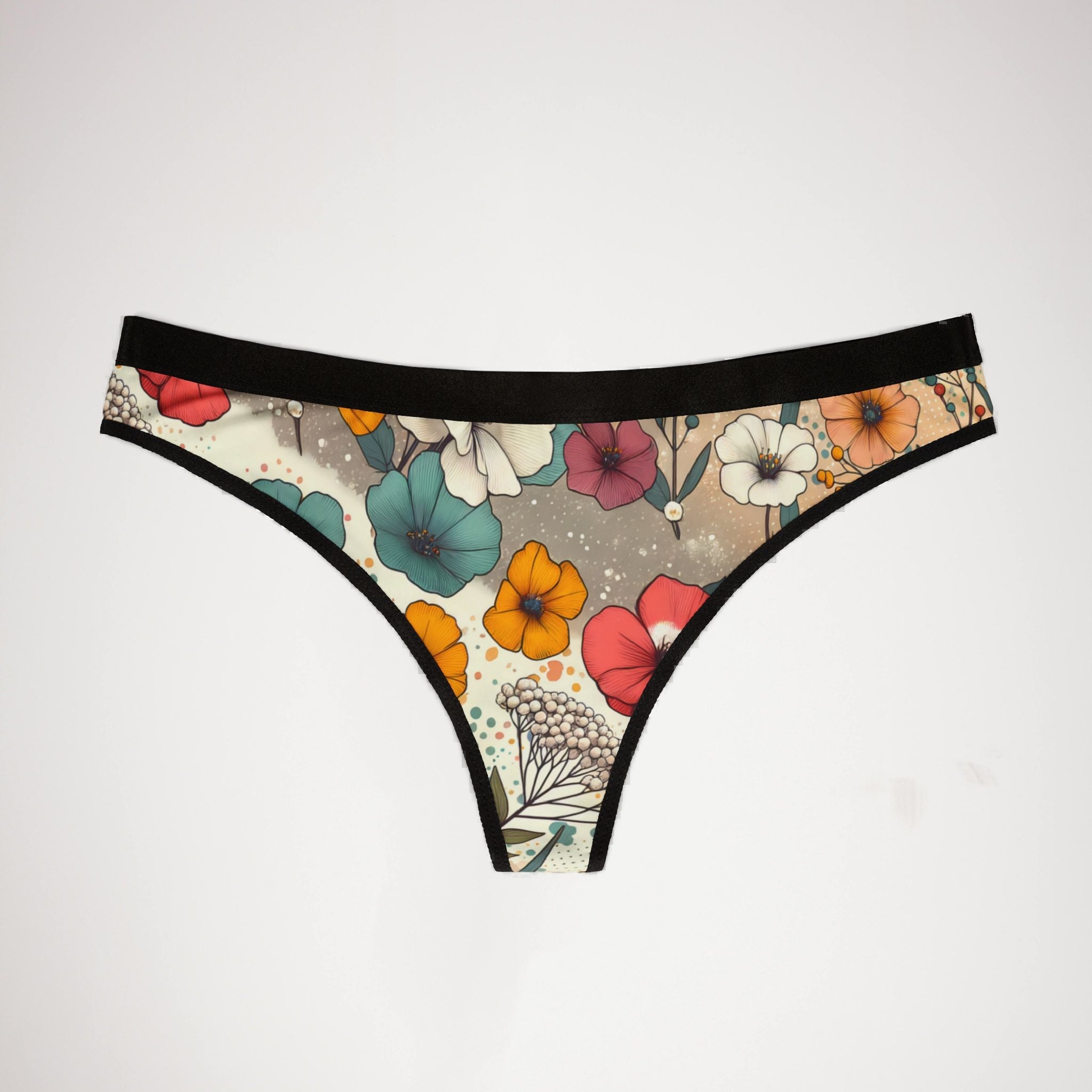 Women's thongs vibrant spring floral