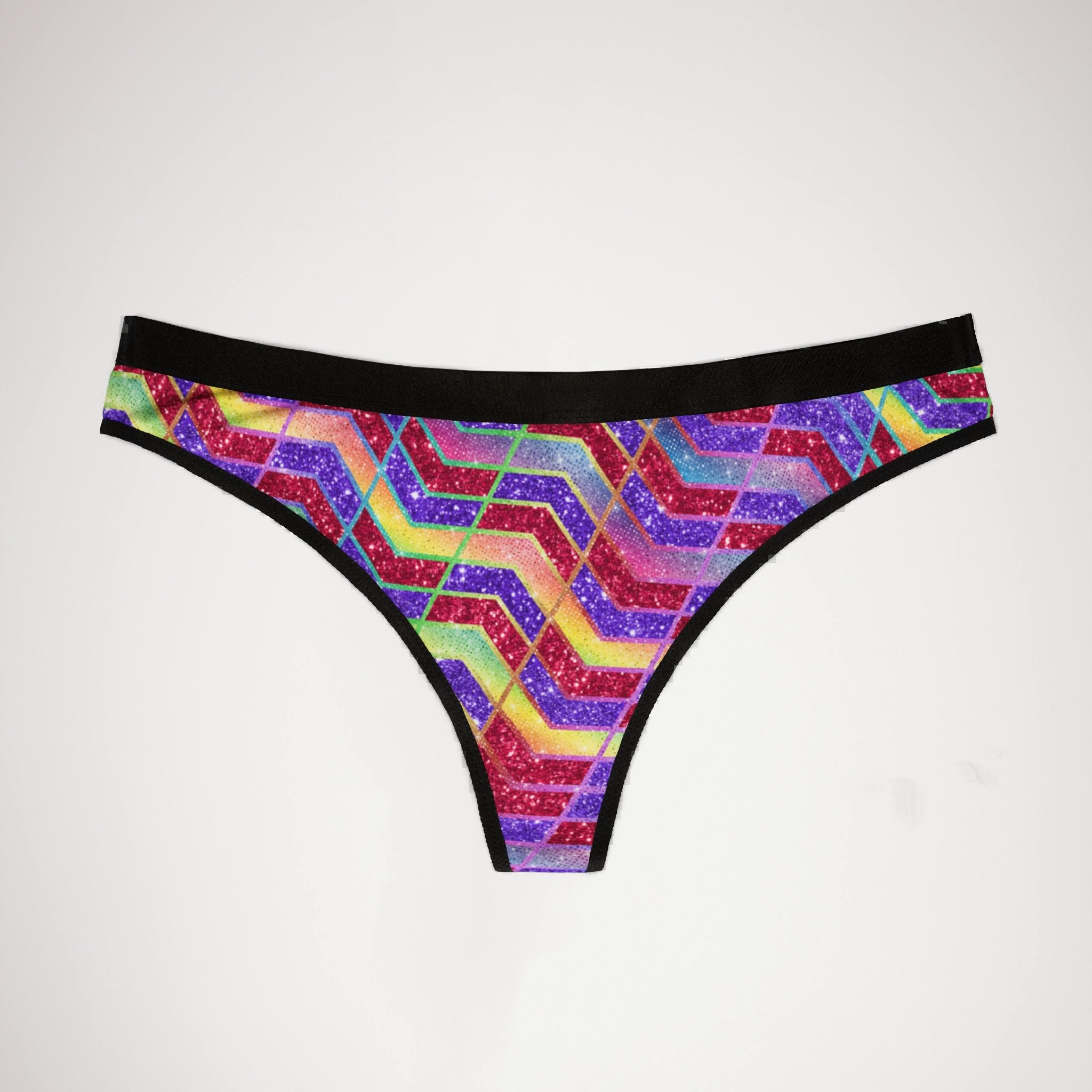 Women's thongs rainbow glitter