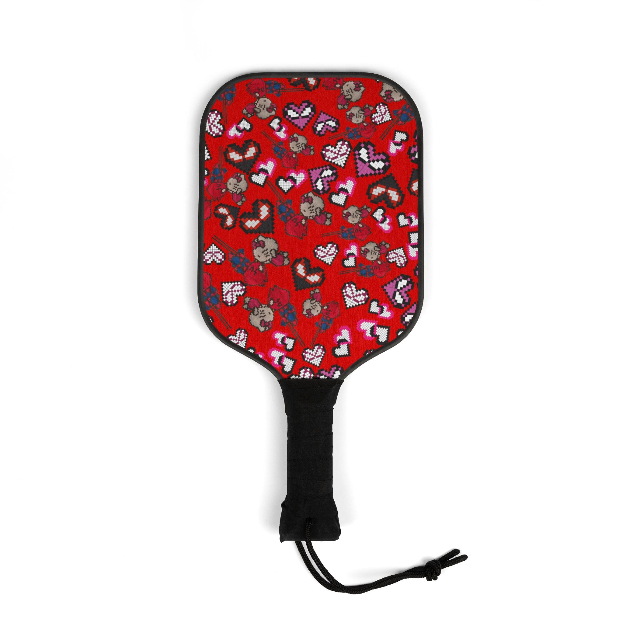 Pickleball kit (2 paddles + 2 balls + transparent bag) spider kitty pixel kiss hearts red