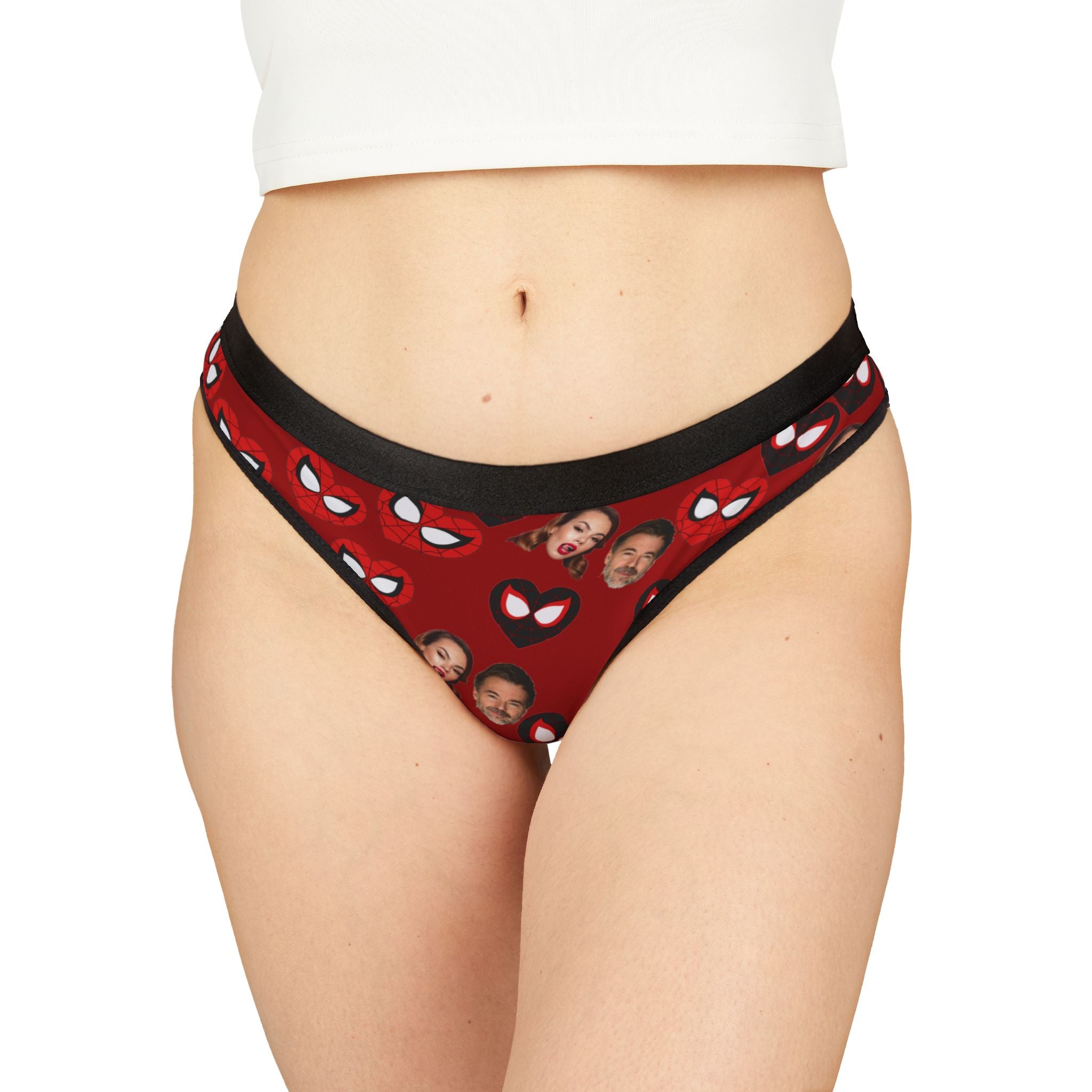 Women's thongs spider hearts his her faces red