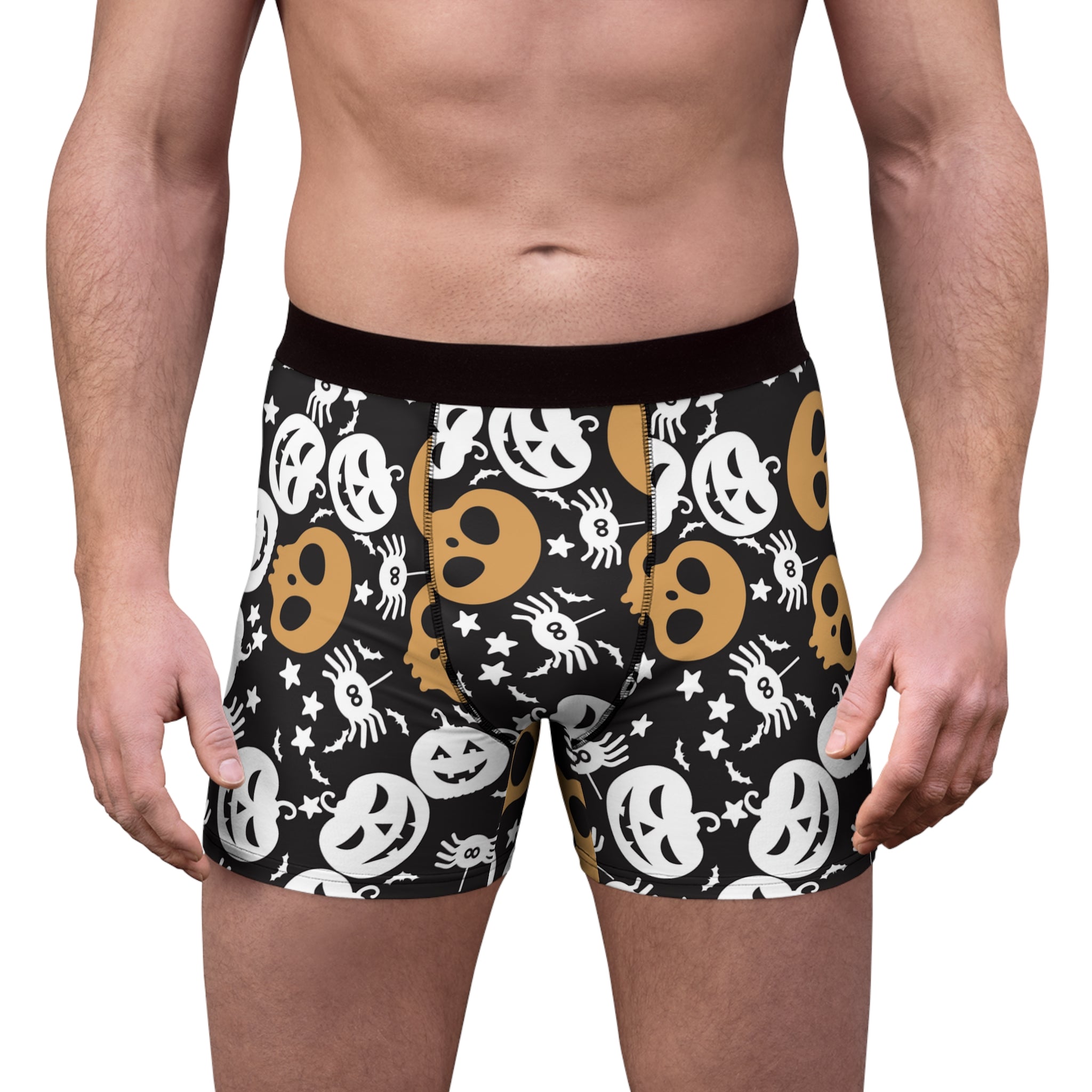 Men's boxer briefs halloween pumpkin spider web black