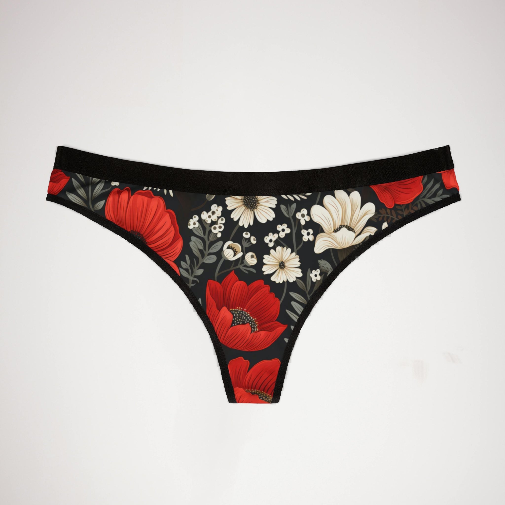 Women's thongs cute red flowers