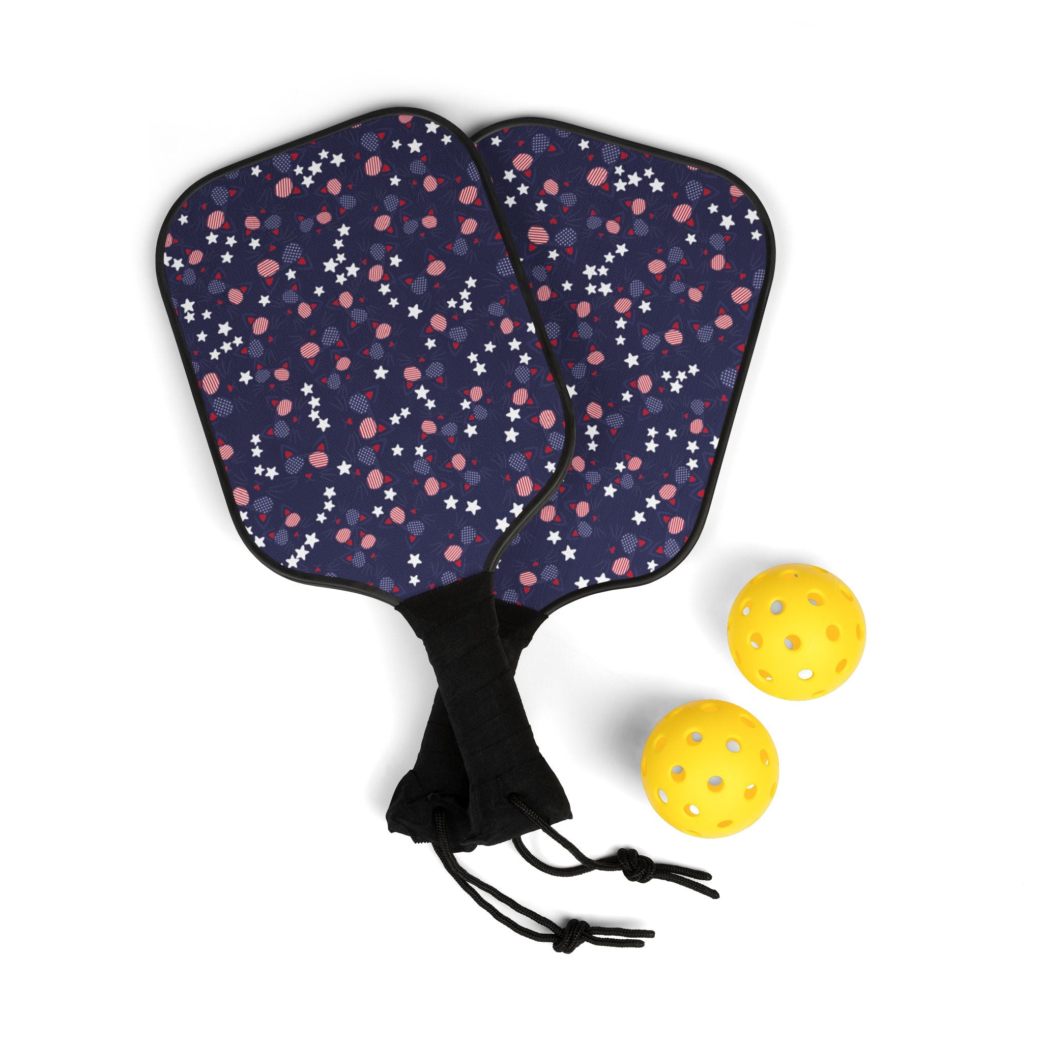 Pickleball kit (2 paddles + 2 balls + transparent bag) Meowica  th july american independence day blue