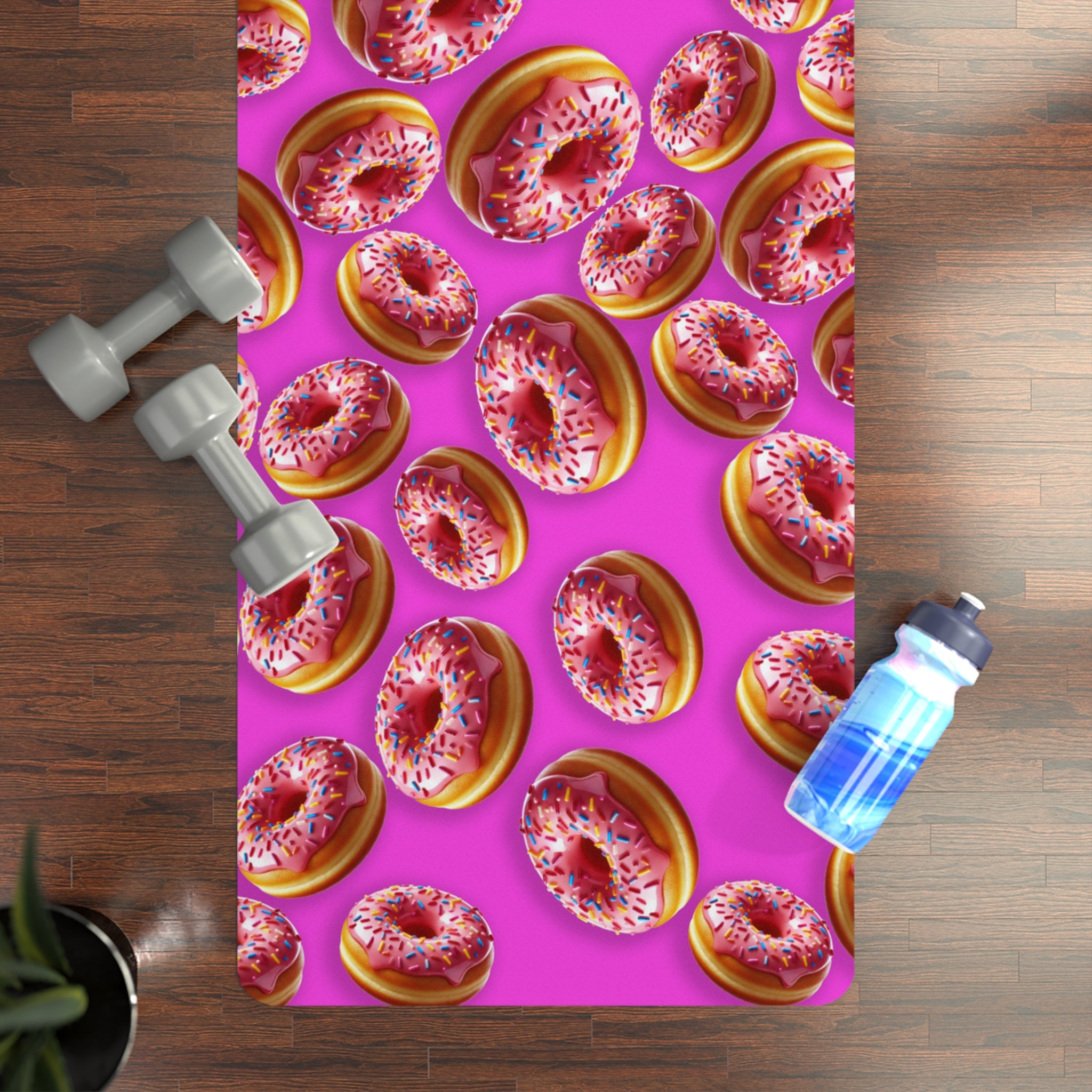 Rubber yoga mat donut pink