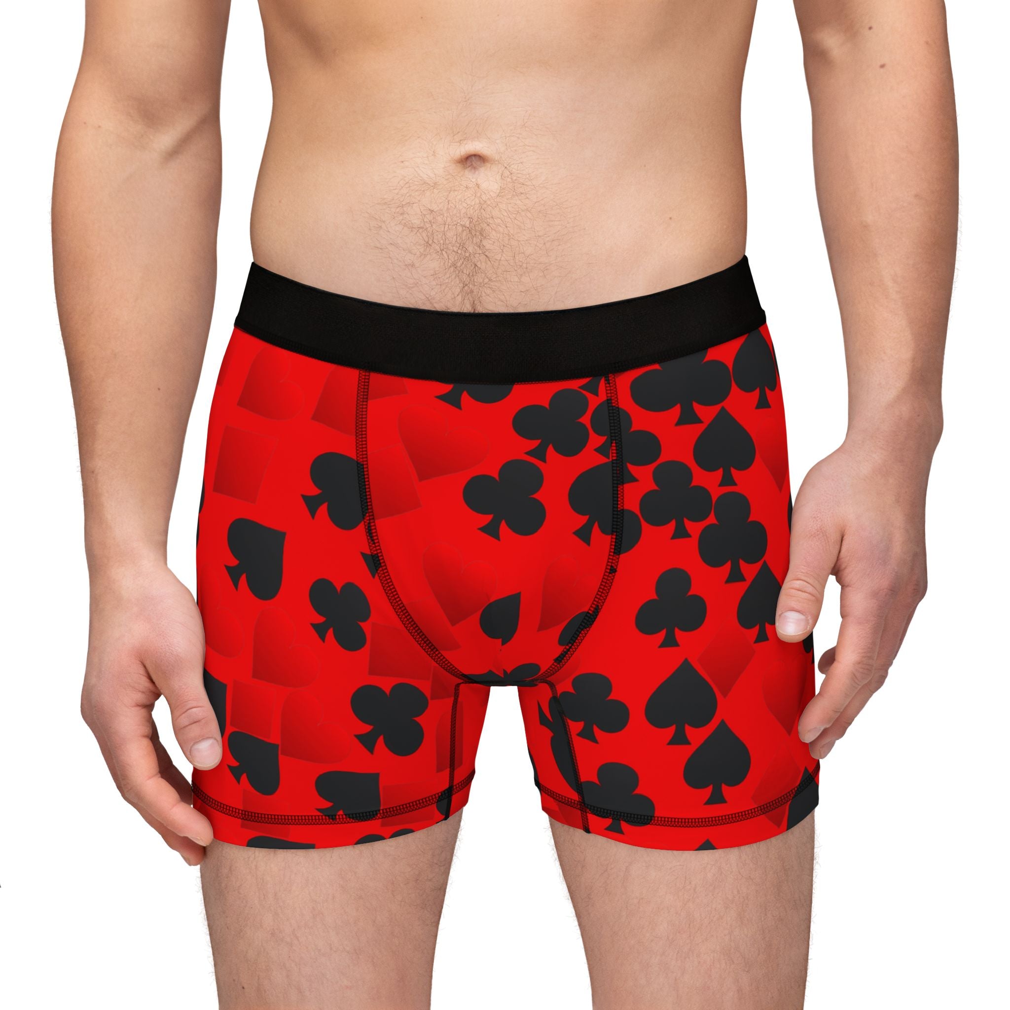 Men's boxers playing cards spades hearts diamonds clubs valentine love red