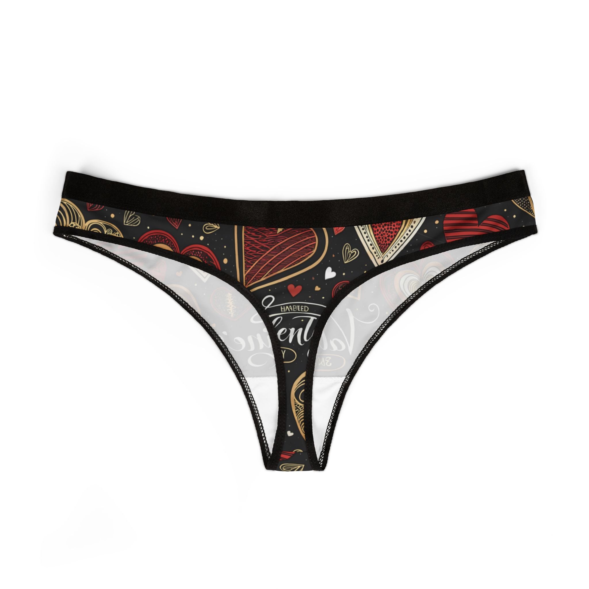 Women's thongs valentine heart retro two