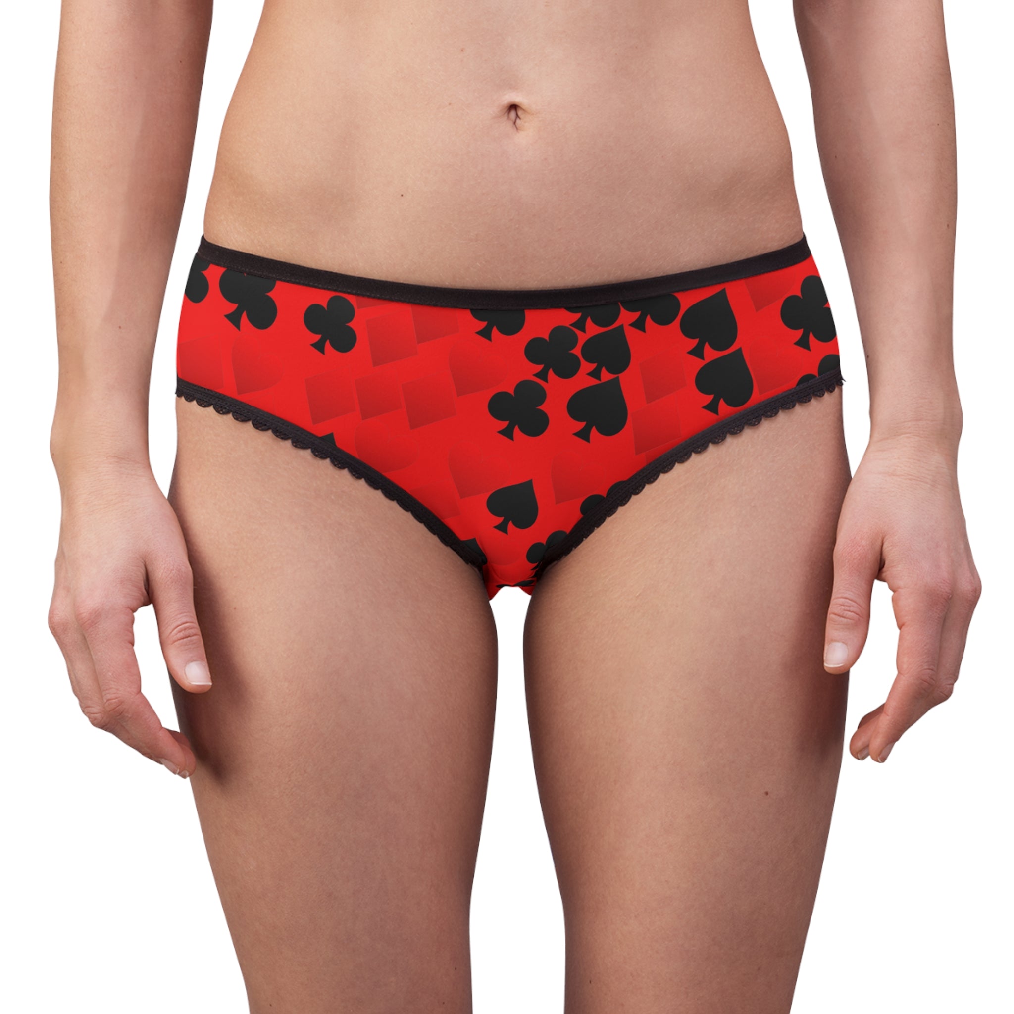 Women's briefs playing cards spades hearts diamonds clubs valentine love red