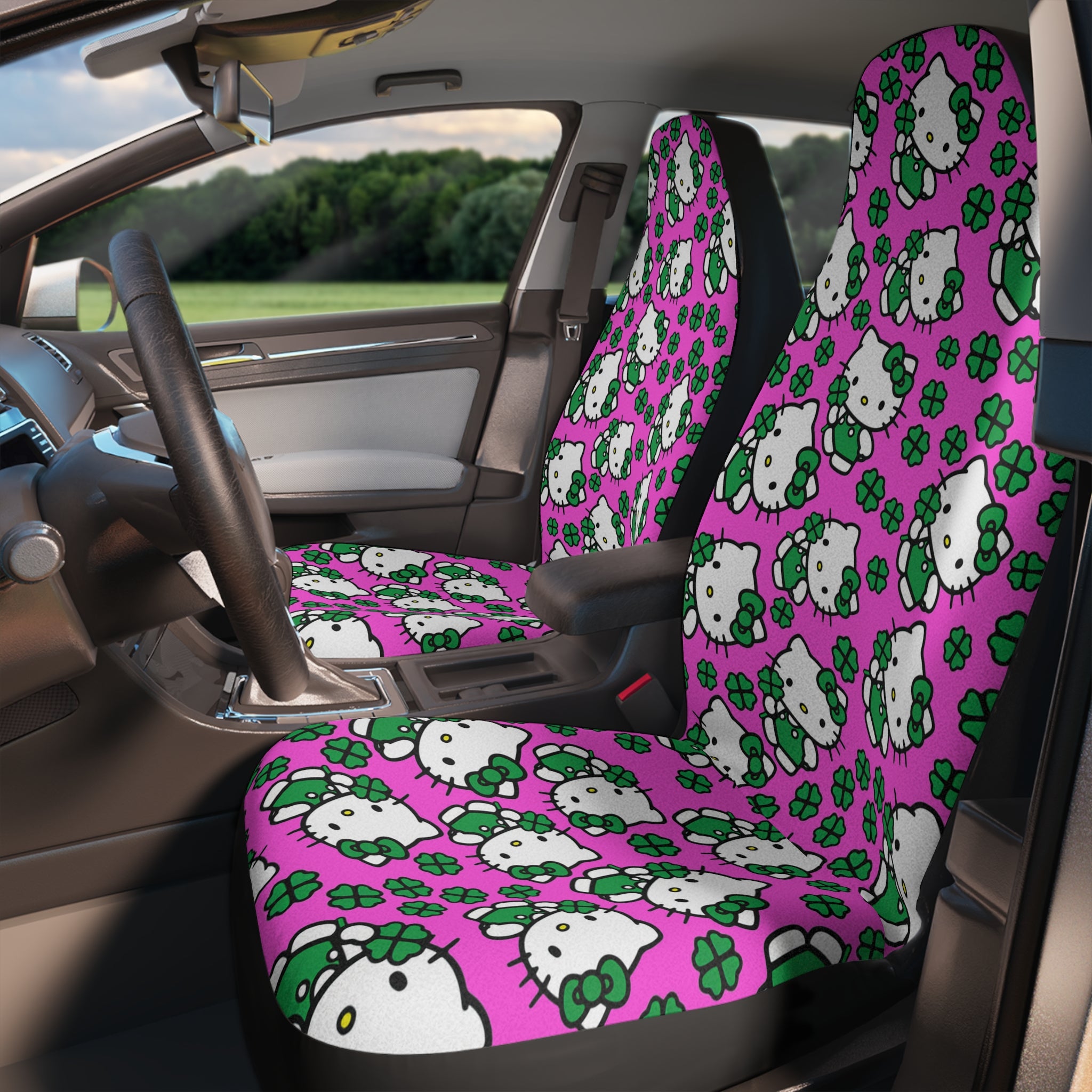 Car seat covers kitty saint patrick lucky pink