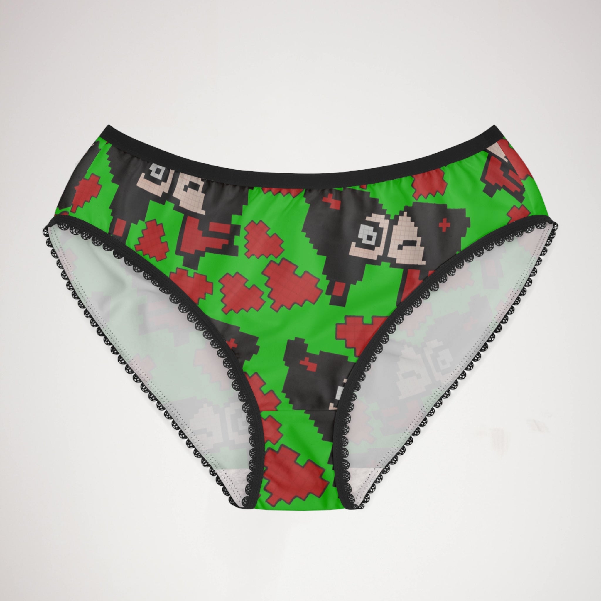 Women's briefs pixel pucca kiss heart green