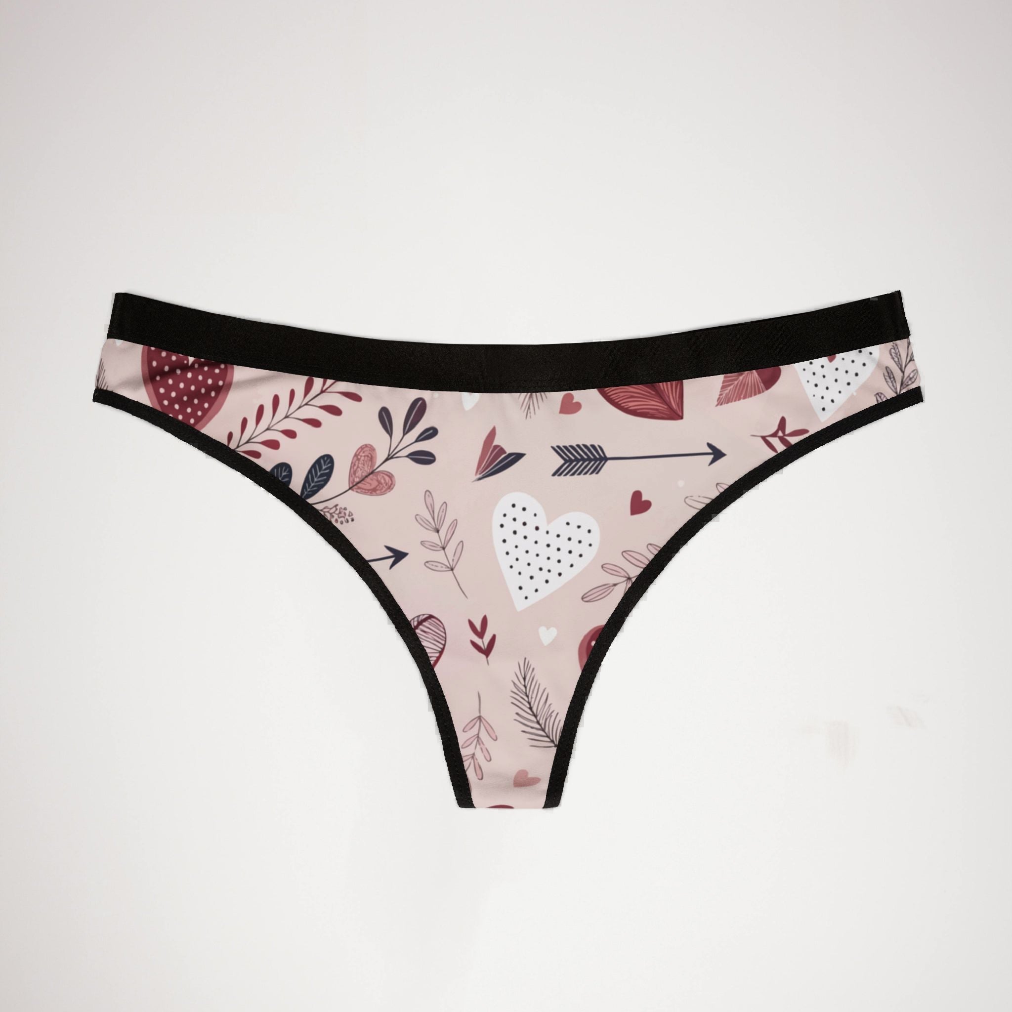 Women's thongs valentine heart retro three